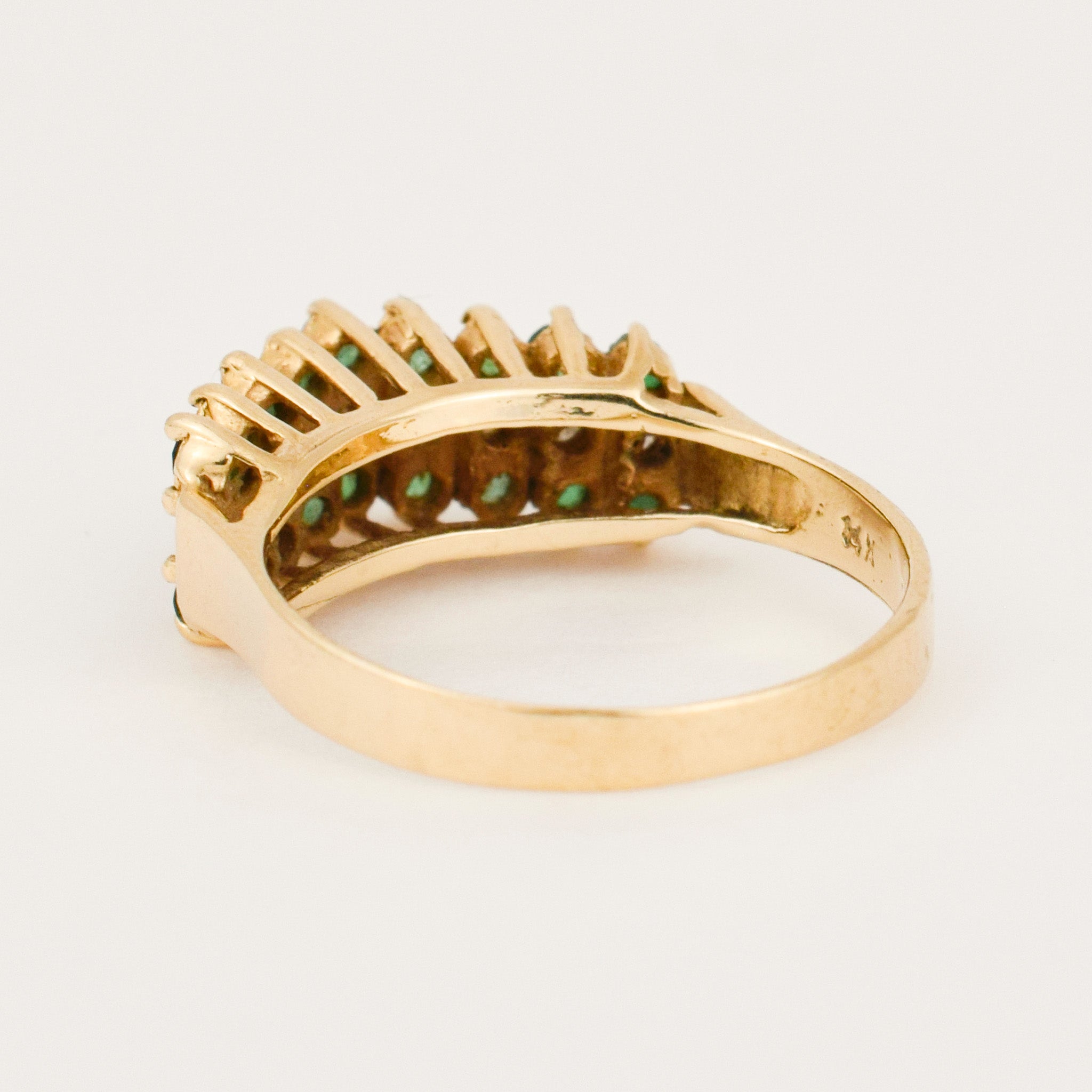 Emerald and Diamond Staircase Ring