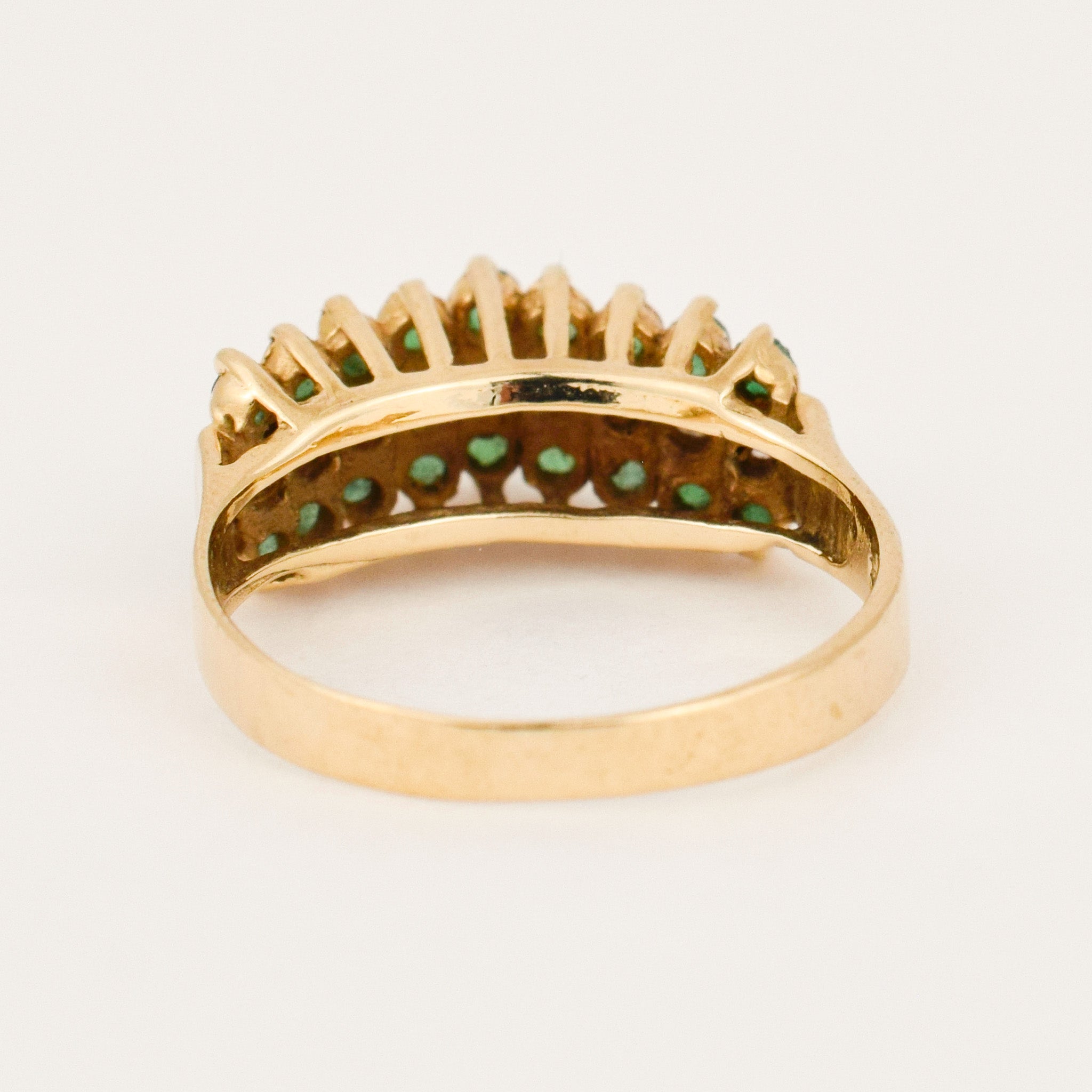 vintage Emerald and Diamond Staircase Ring