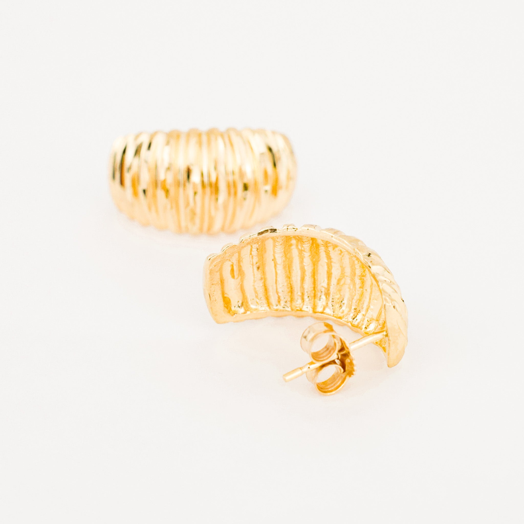 vintage Domed Croissant Stud Earrings