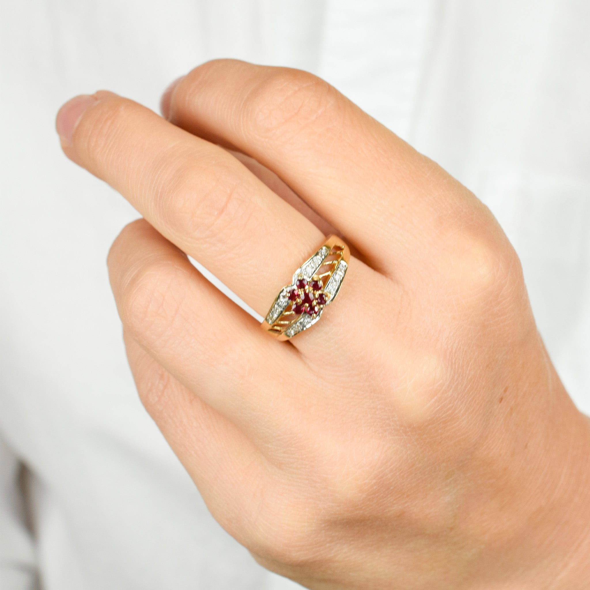 vintage floral ruby ring
