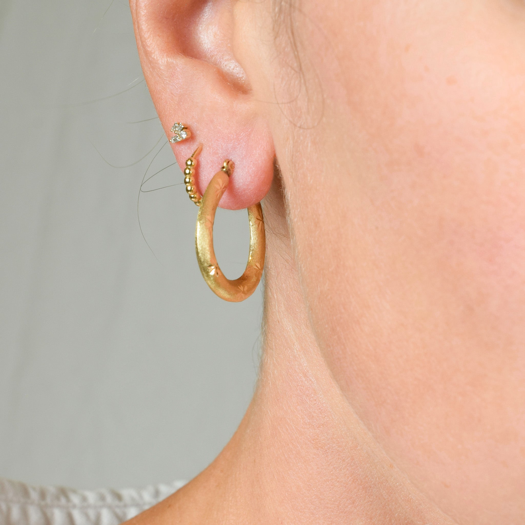 vintage 26.2 mm Brushed Oval Gold Hoops