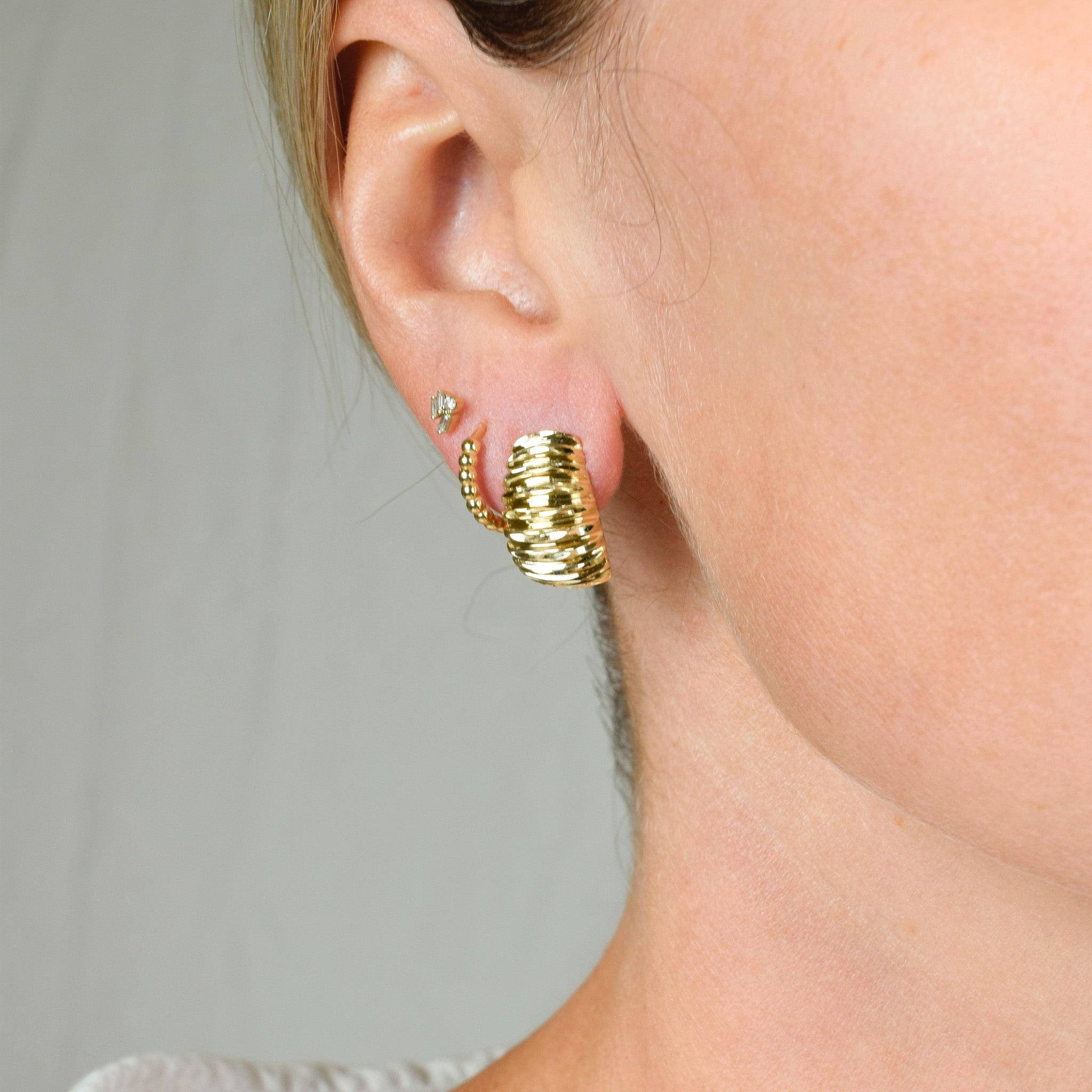 vintage Domed Croissant Stud Earrings