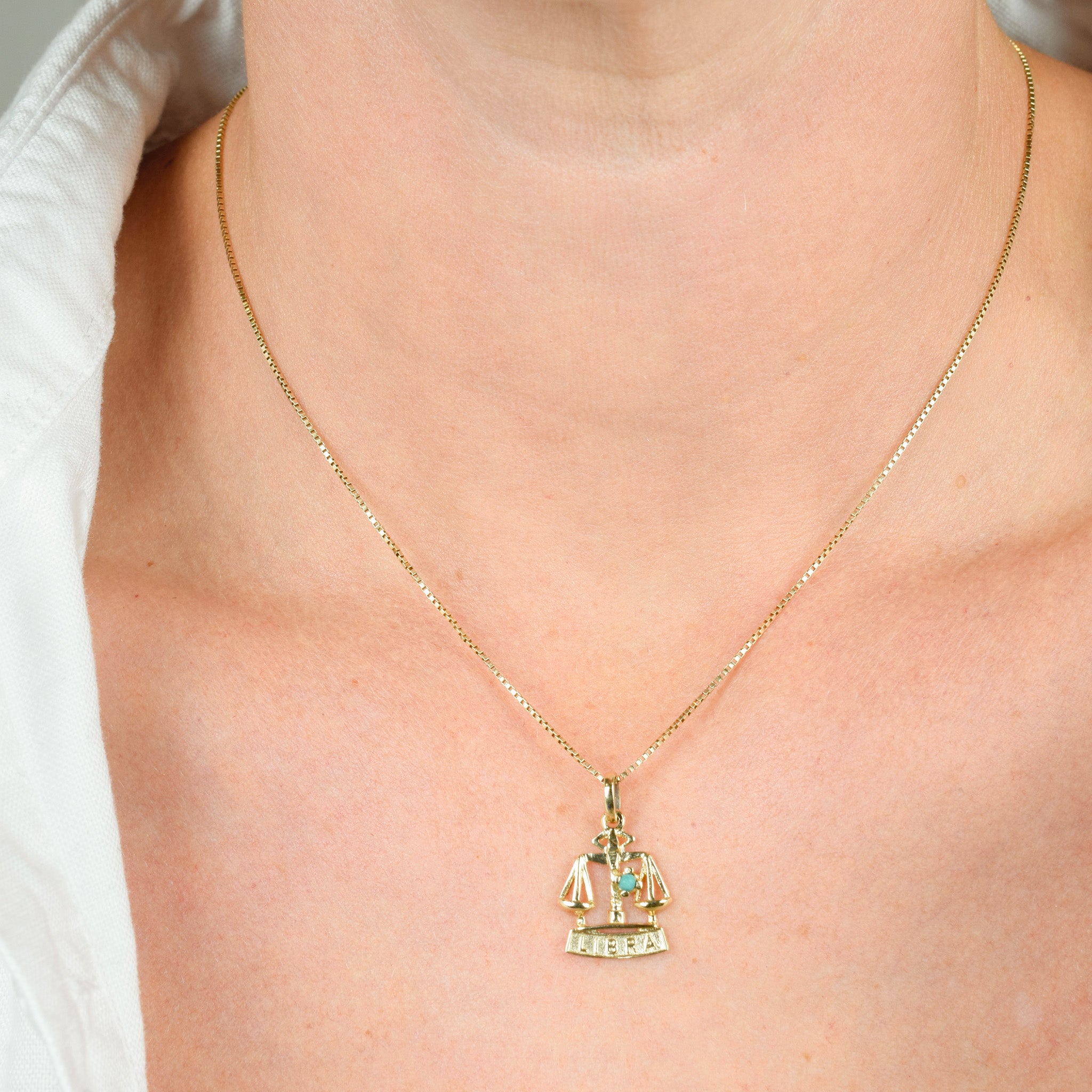 Libra Zodiac Charm with Turquoise Stone