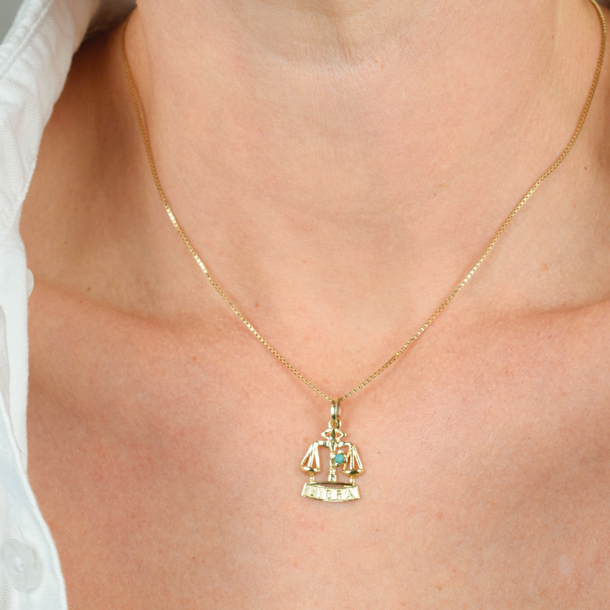 Libra Zodiac Charm with Turquoise Stone