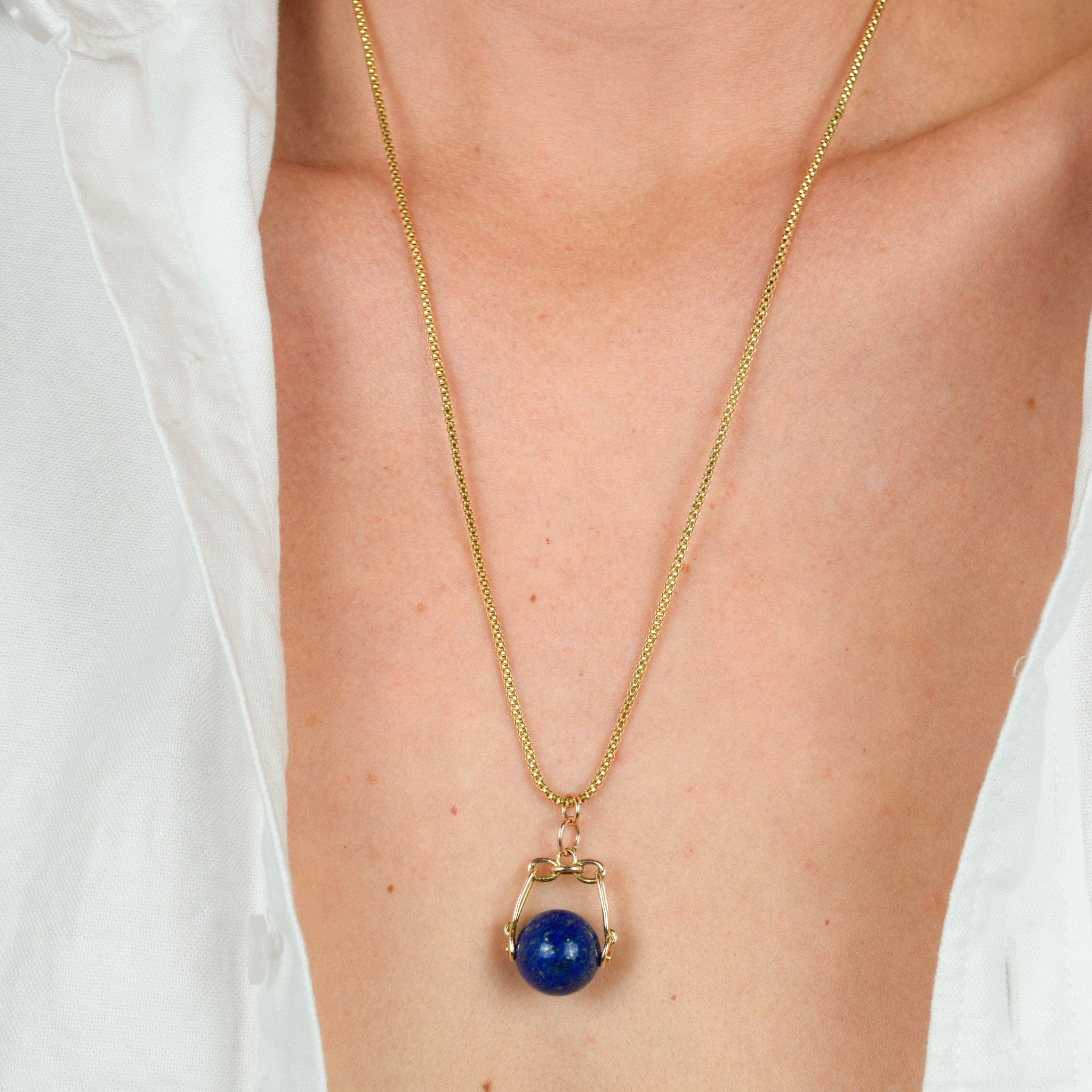 vintage lapis spinner pendant