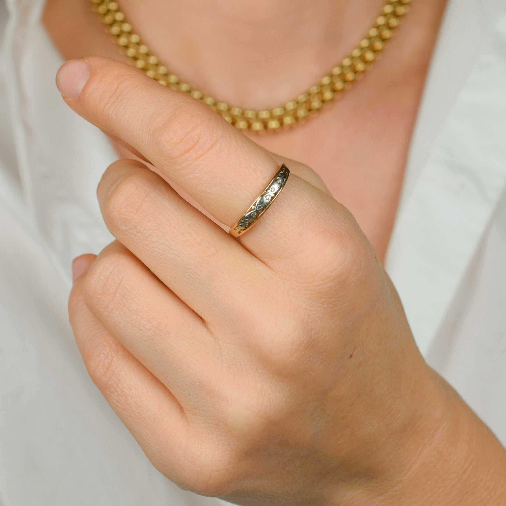 antique two toned wedding band