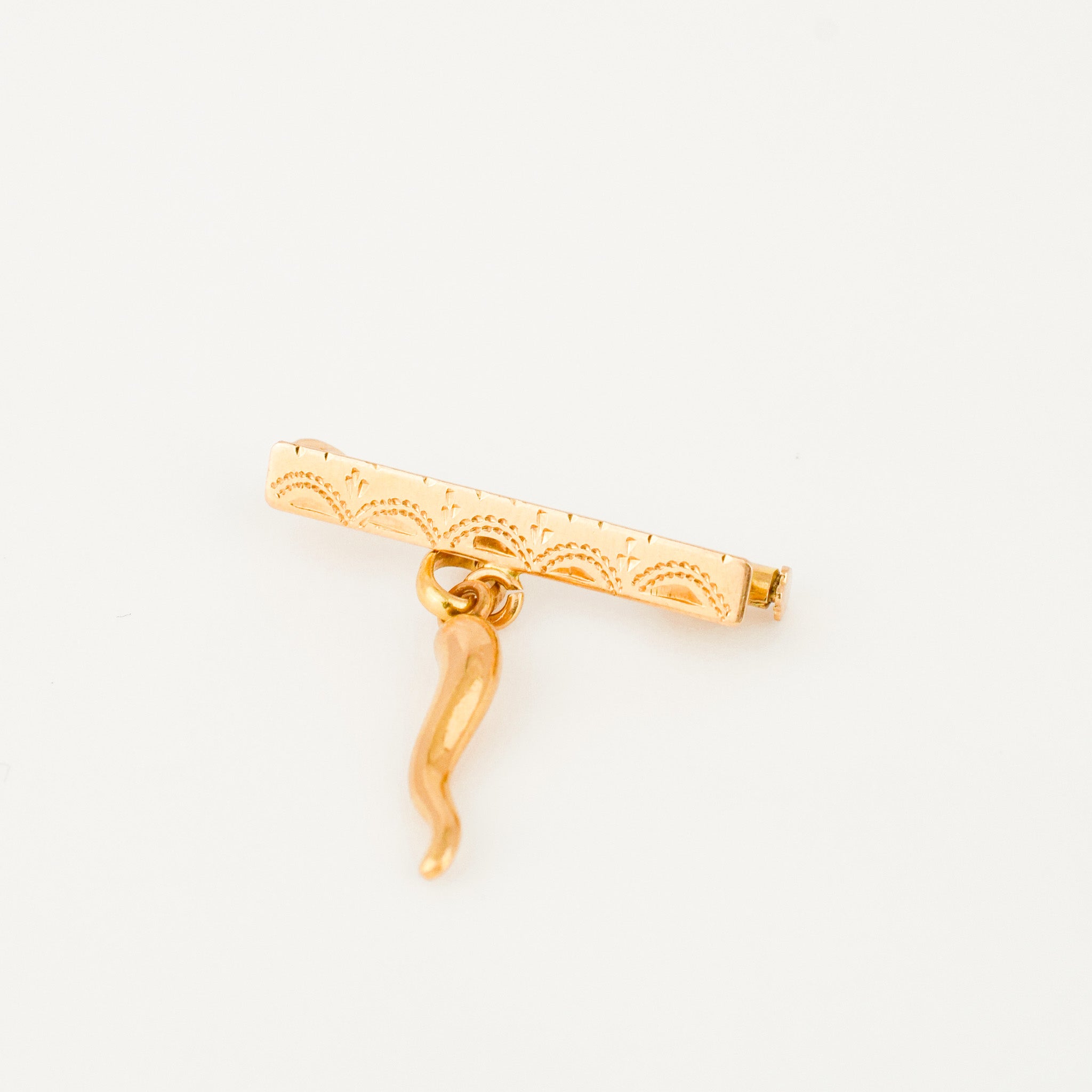 antique cornicello broach