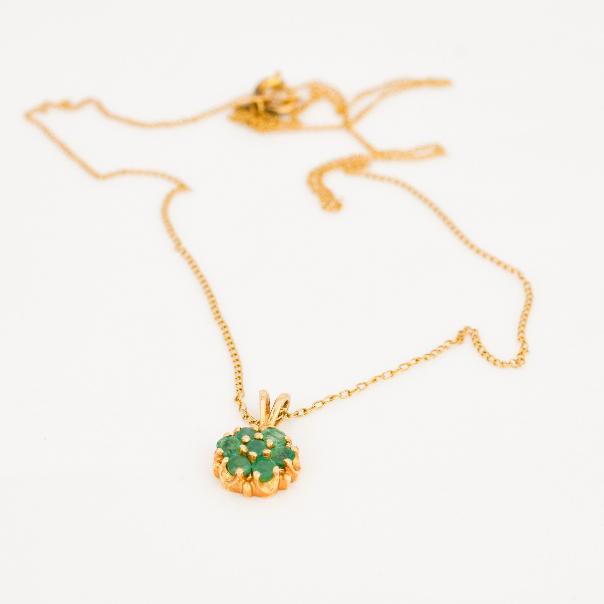 vintage emerald floral cluster necklace