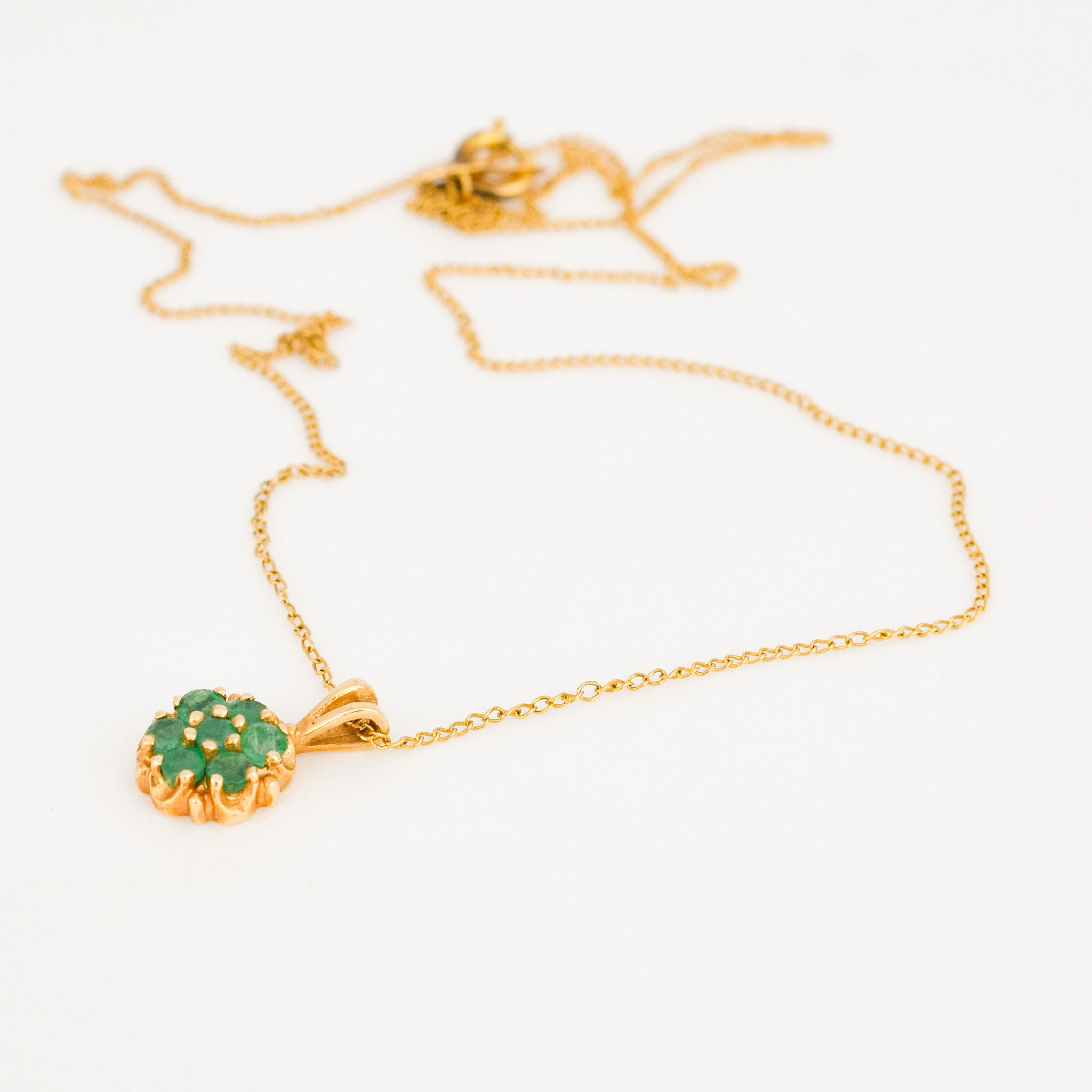 vintage emerald floral cluster necklace