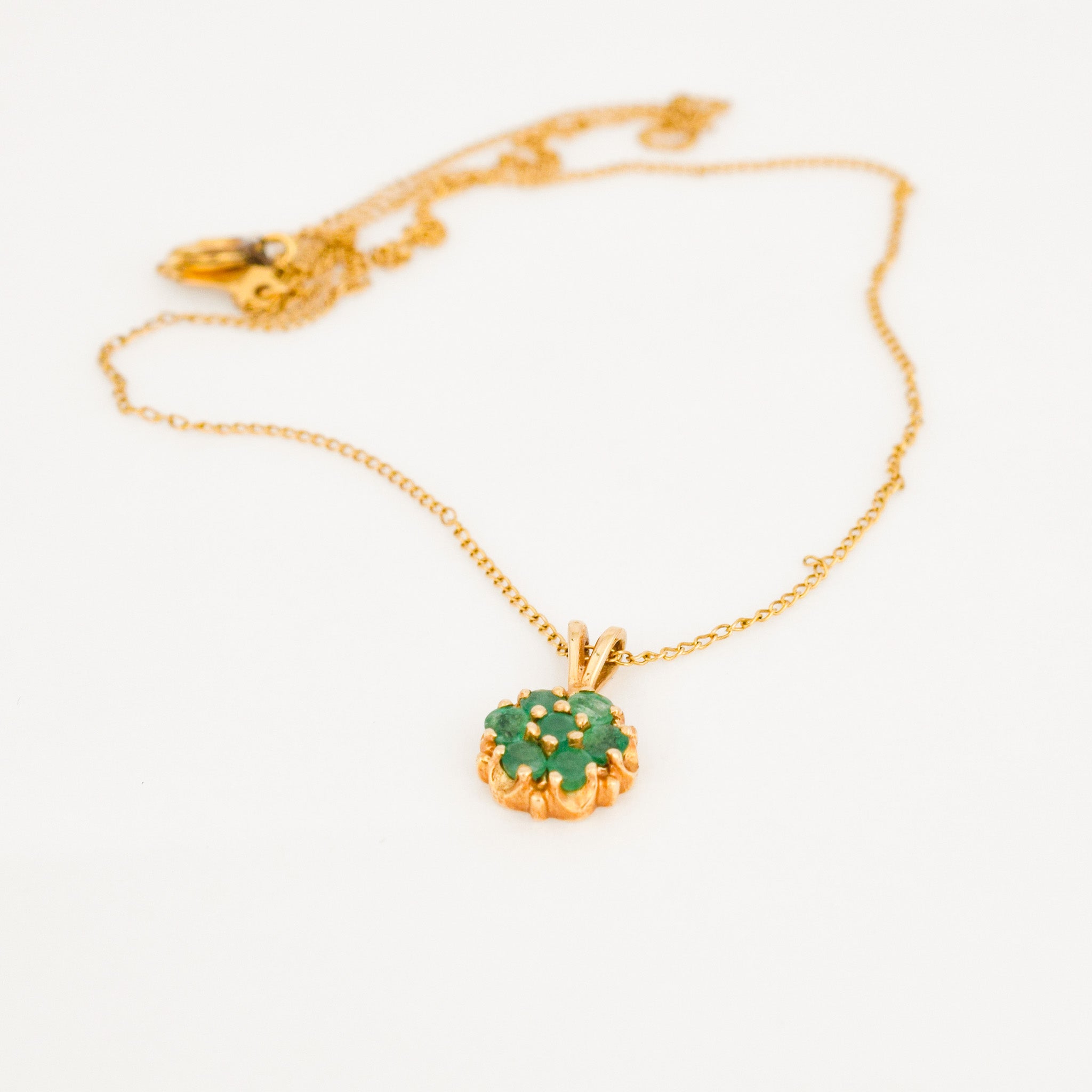 vintage emerald floral cluster necklace
