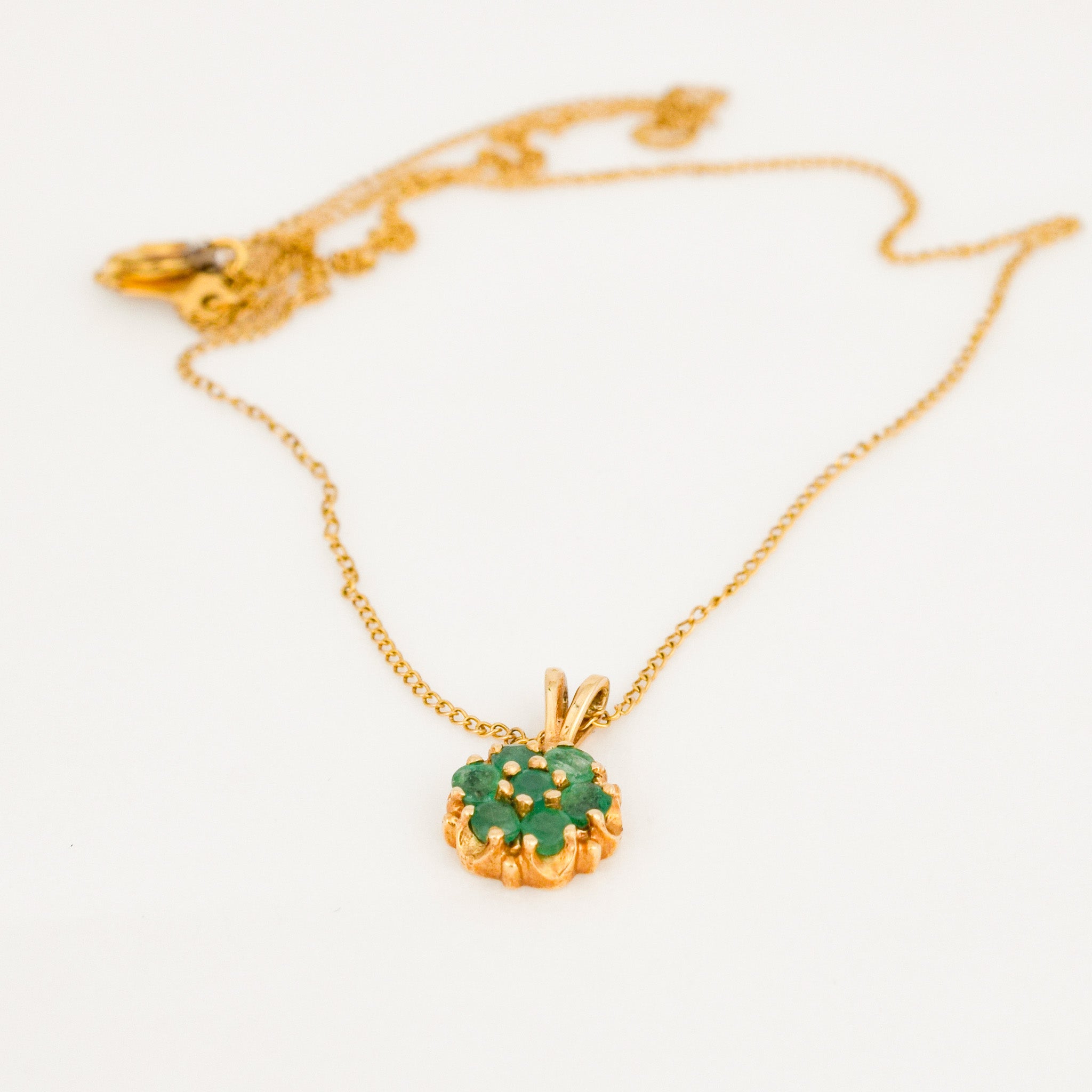 vintage emerald floral cluster necklace
