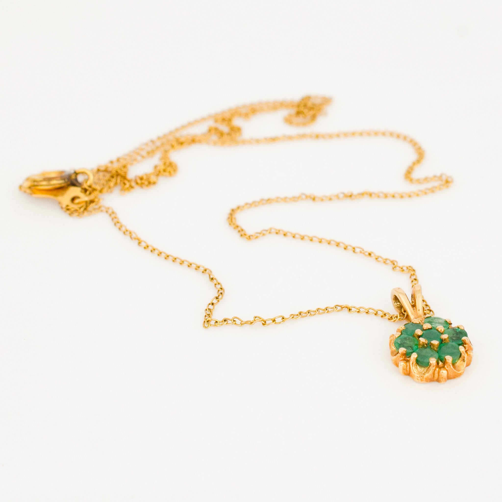 vintage emerald floral cluster necklace