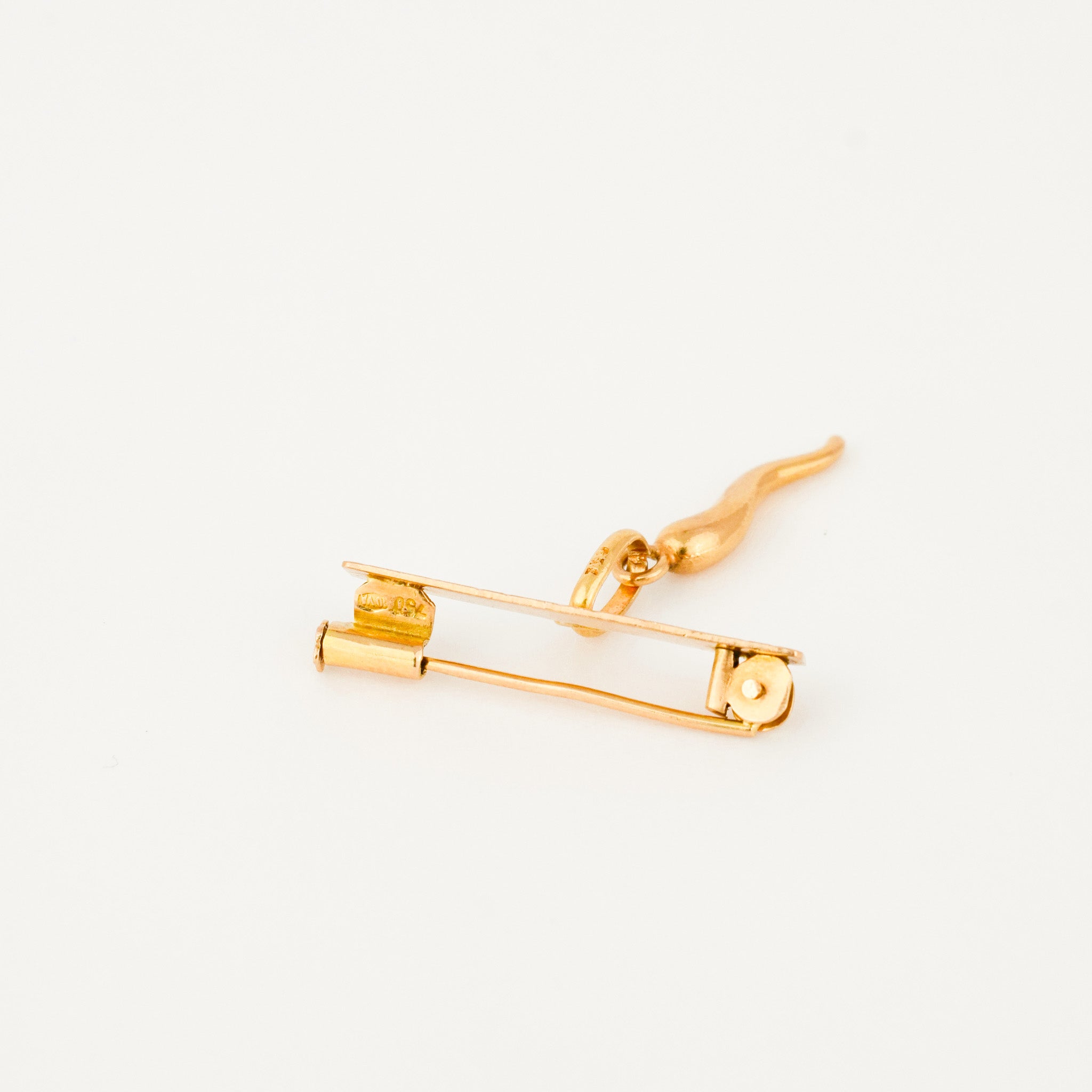 antique cornicello broach