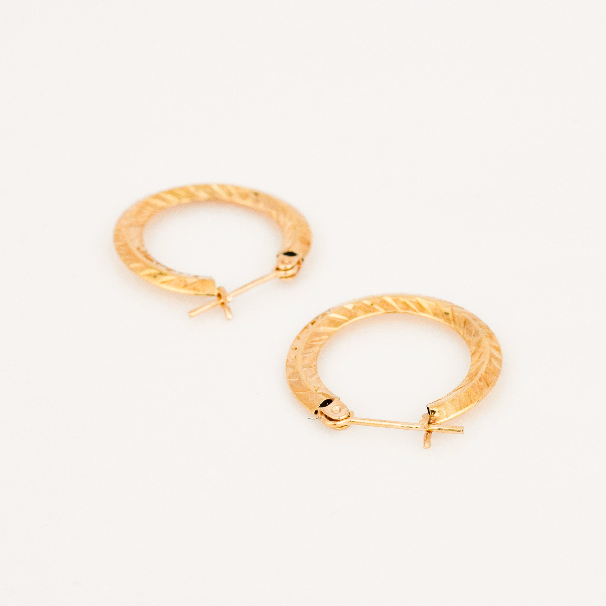 vintage 18.6 mm Etched Gold Hoops