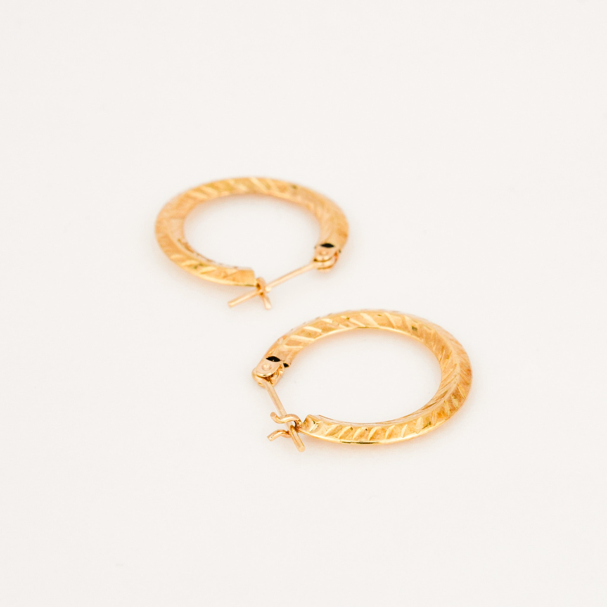 vintage 18.6 mm Etched Gold Hoops