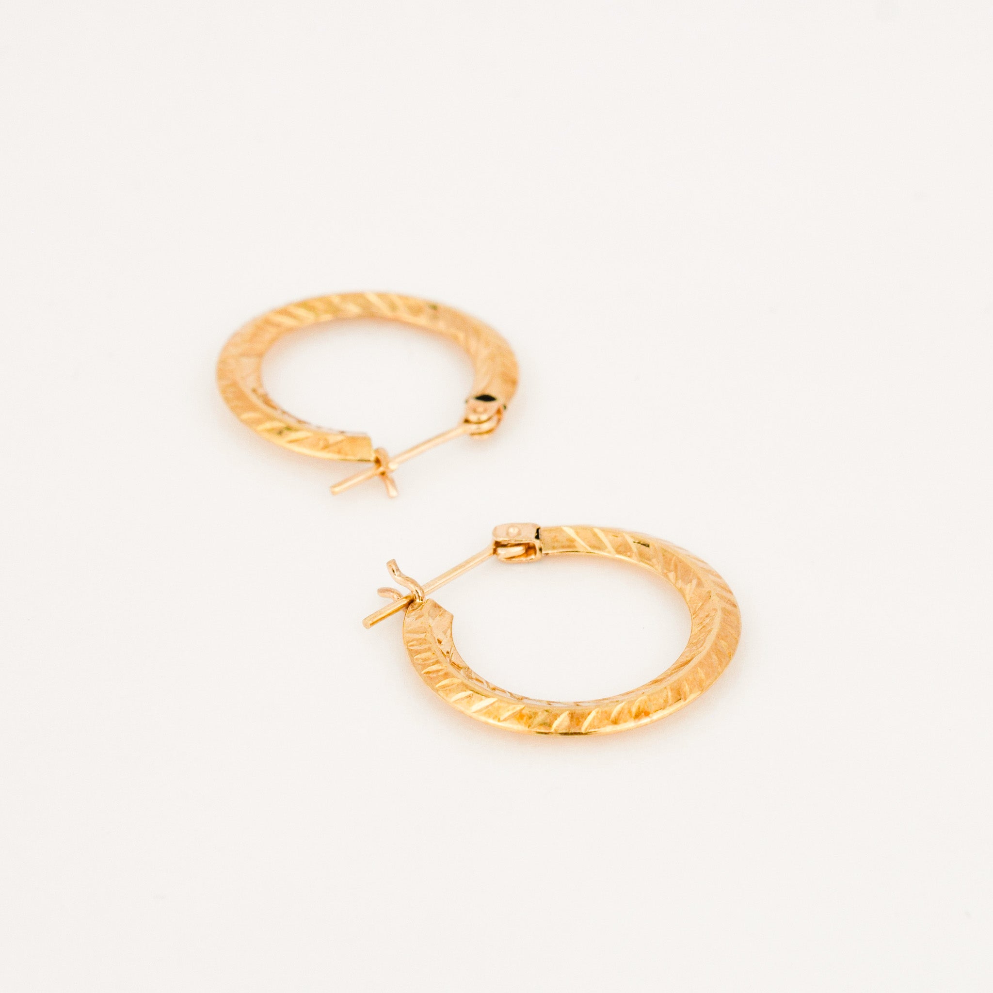 vintage 18.6 mm Etched Gold Hoops