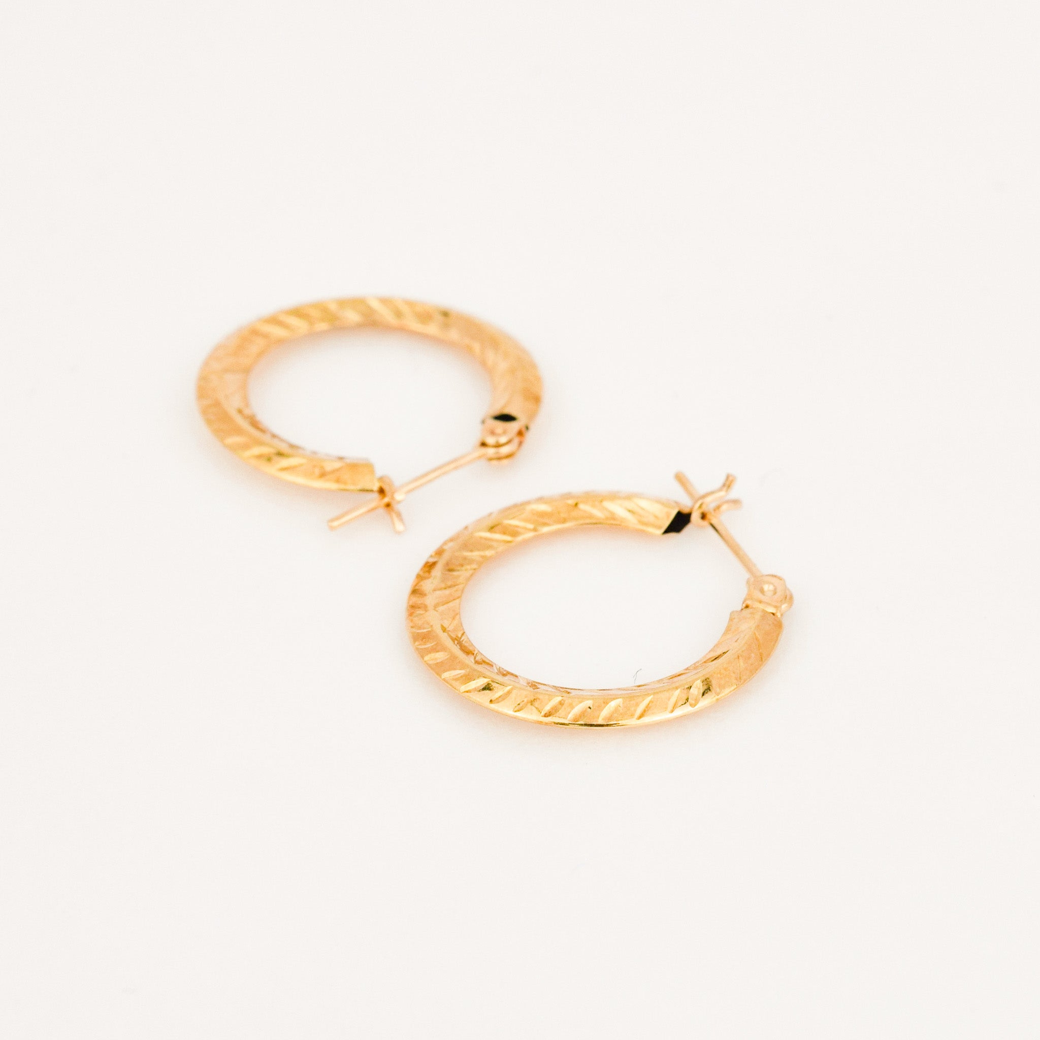 vintage 18.6 mm Etched Gold Hoops