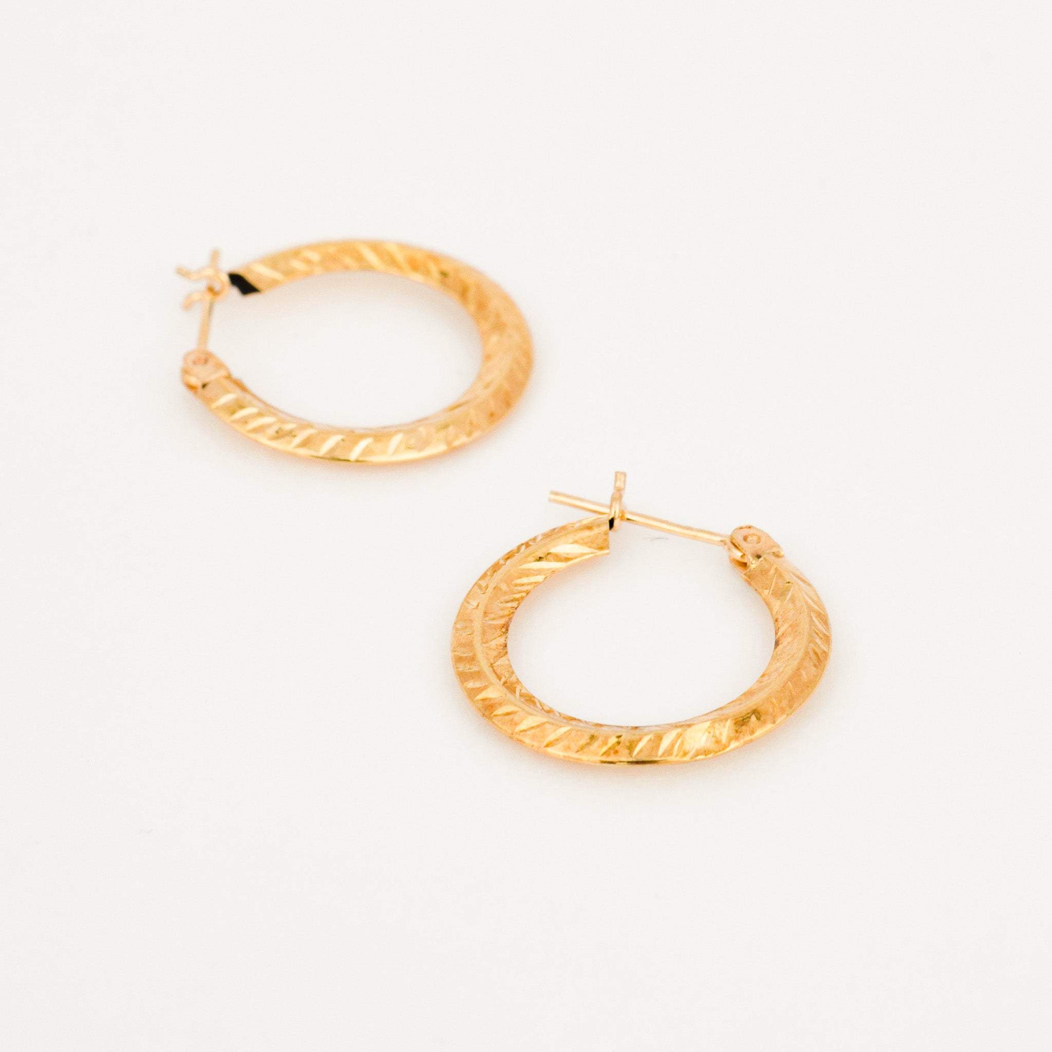 vintage 18.6 mm Etched Gold Hoops