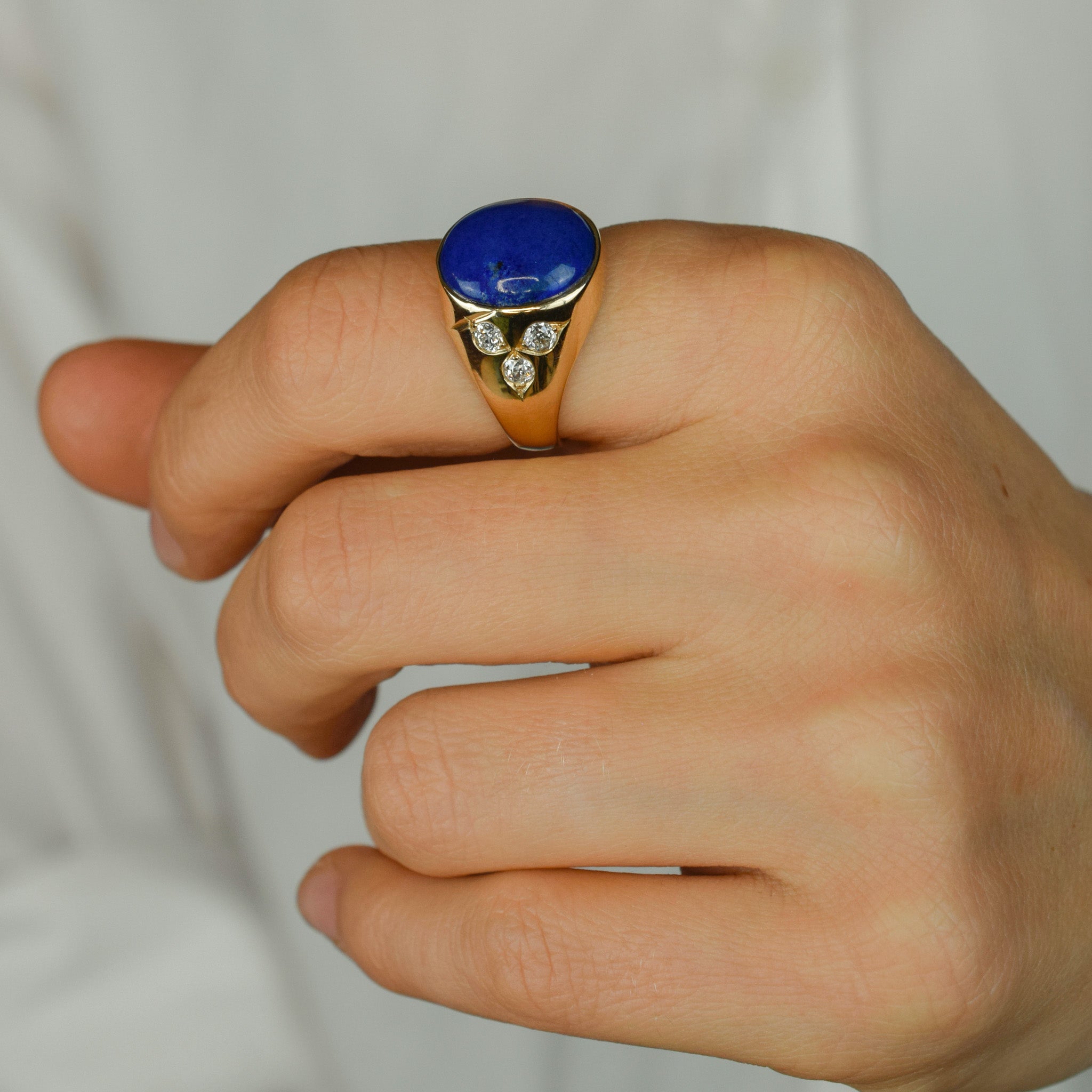 vintage lapis and diamond signet ring 