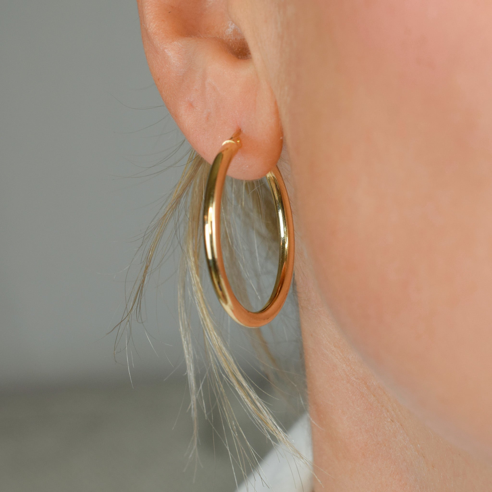 34.5 mm Gold Hoop Earrings