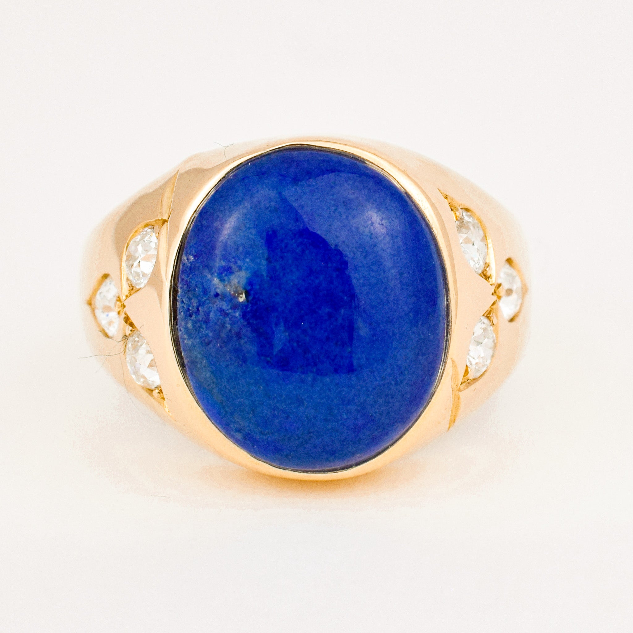 Lapis & Diamond Signet Ring