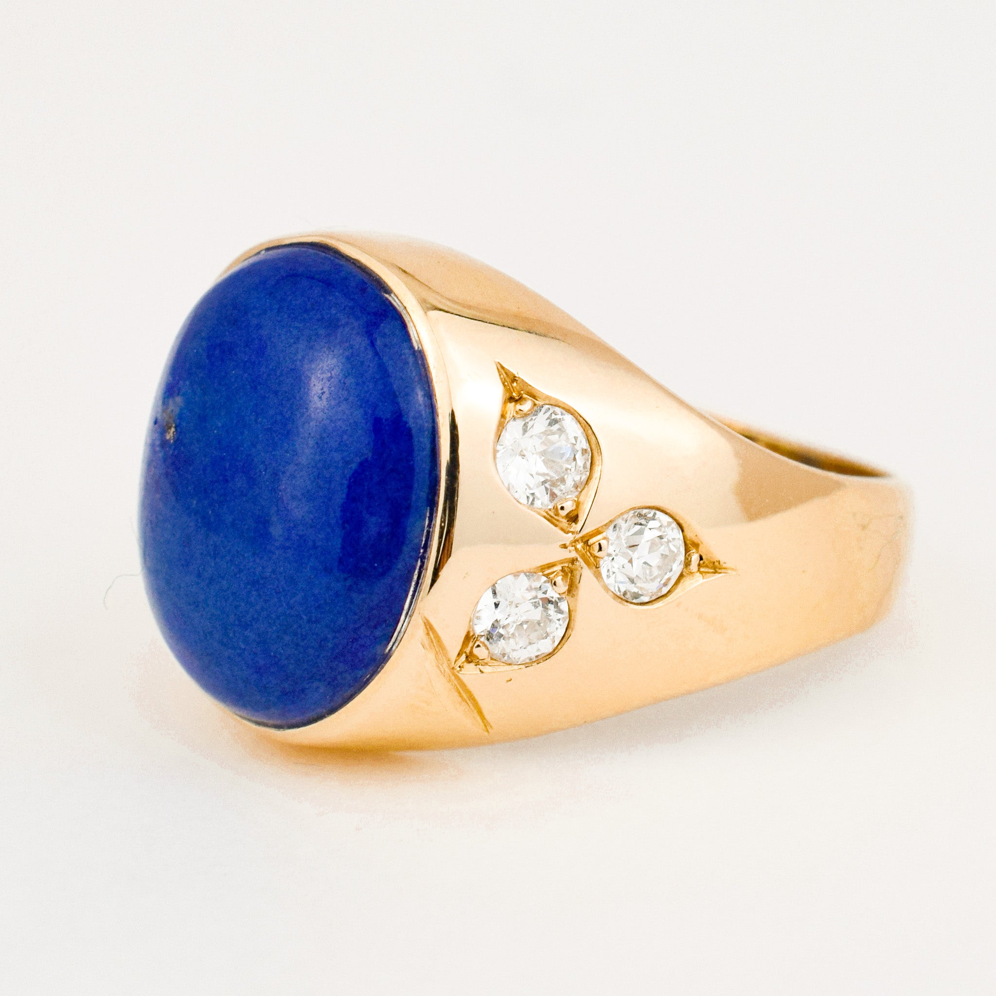vintage lapis and diamond signet ring 