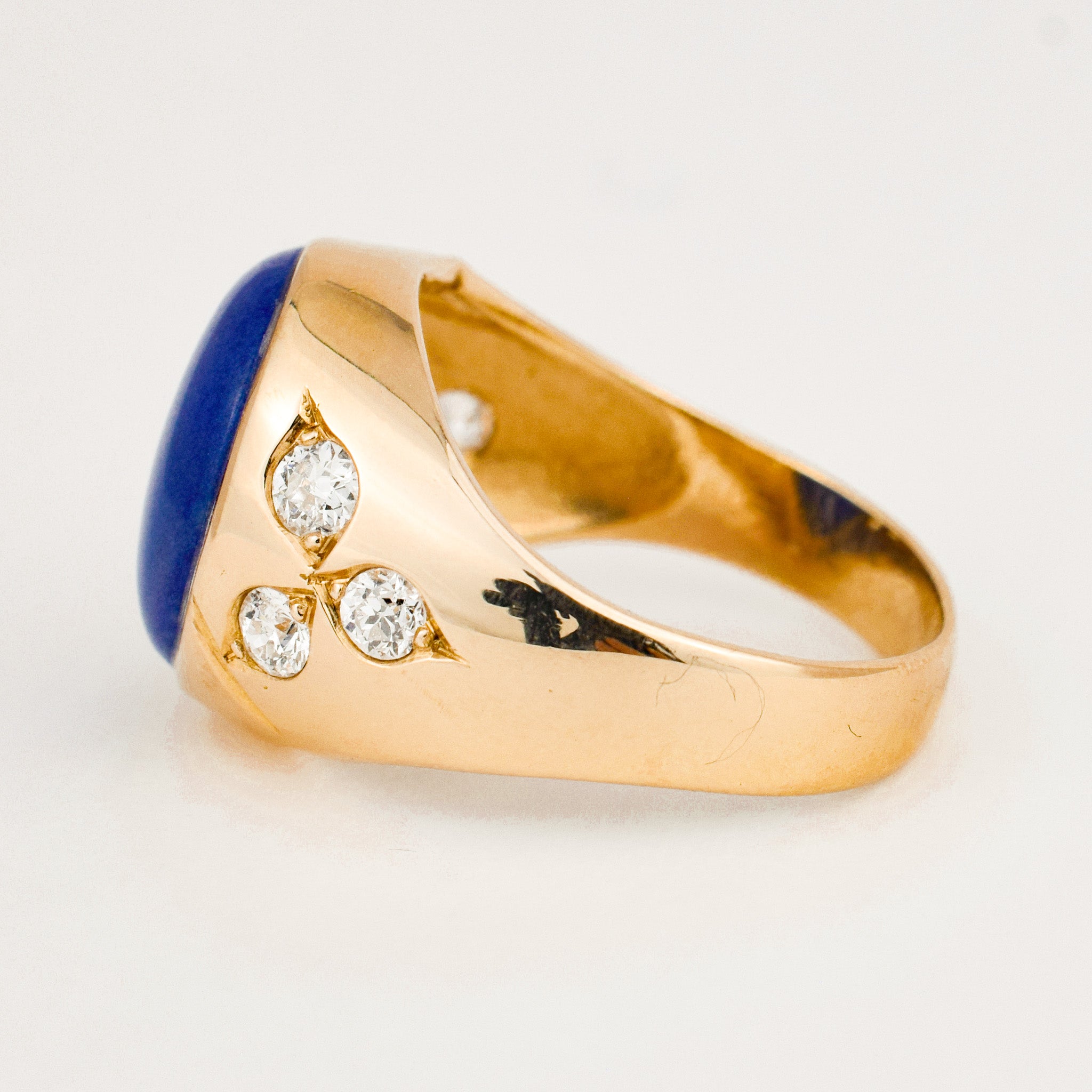 vintage lapis and diamond signet ring 