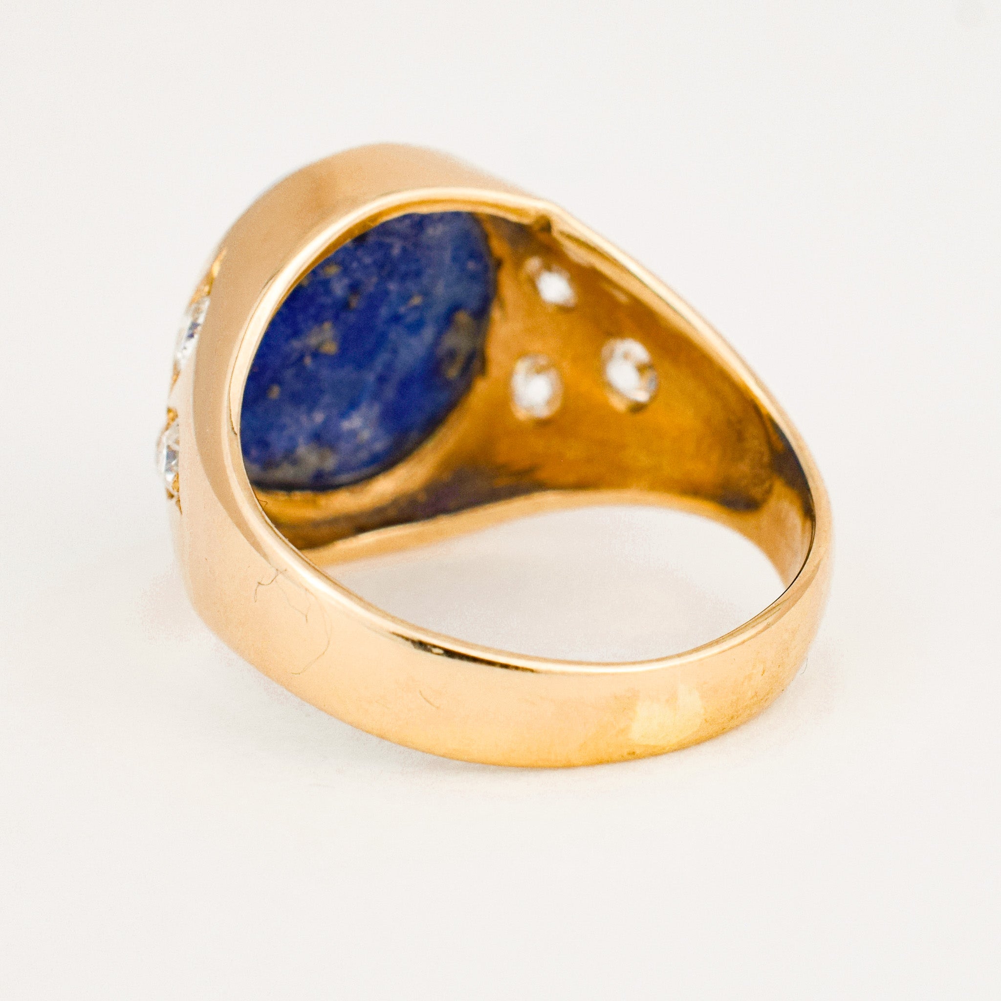 vintage lapis and diamond signet ring 