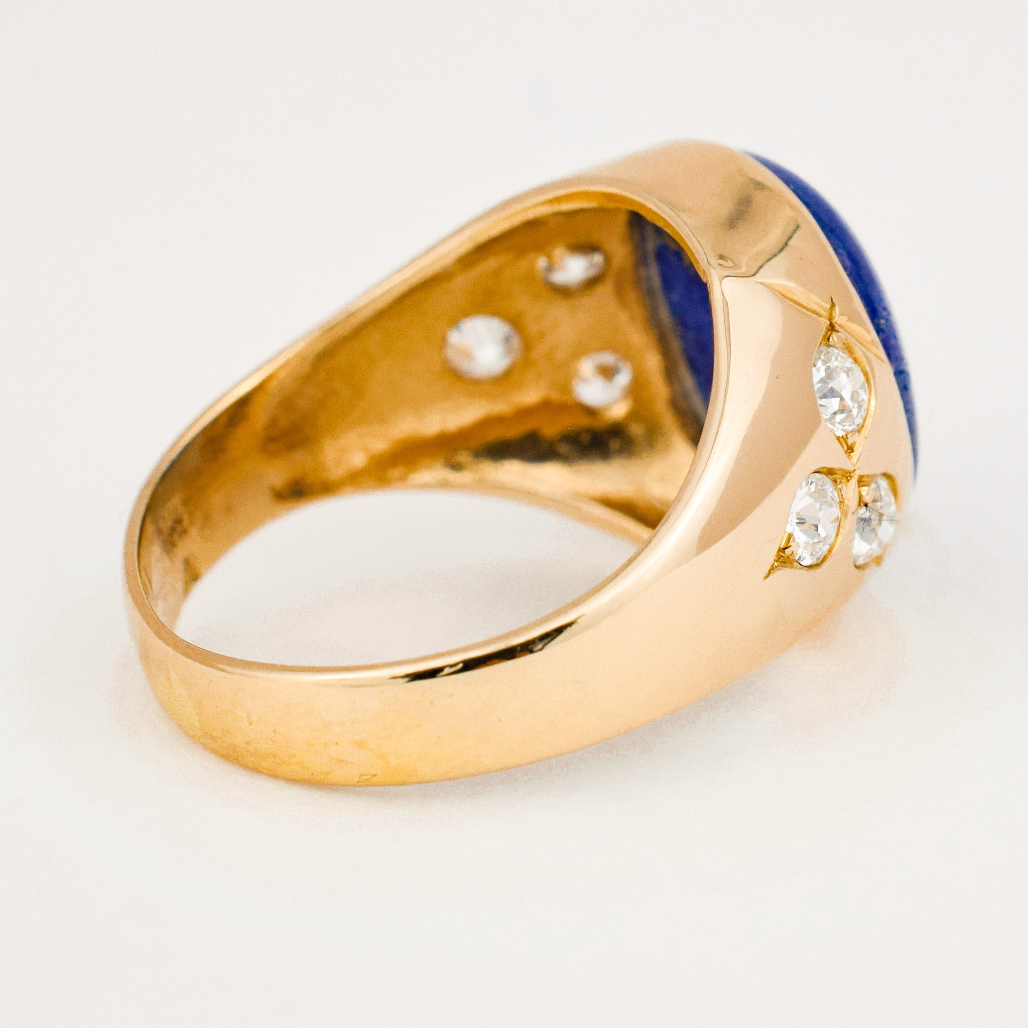 vintage lapis and diamond signet ring 