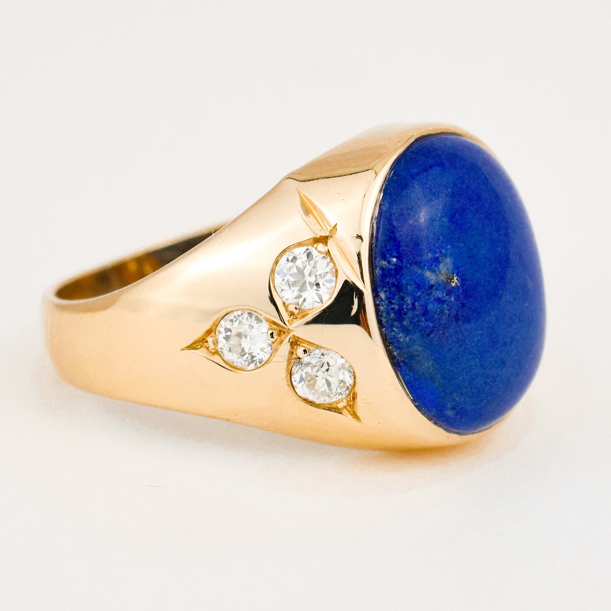 Lapis & Diamond Signet Ring