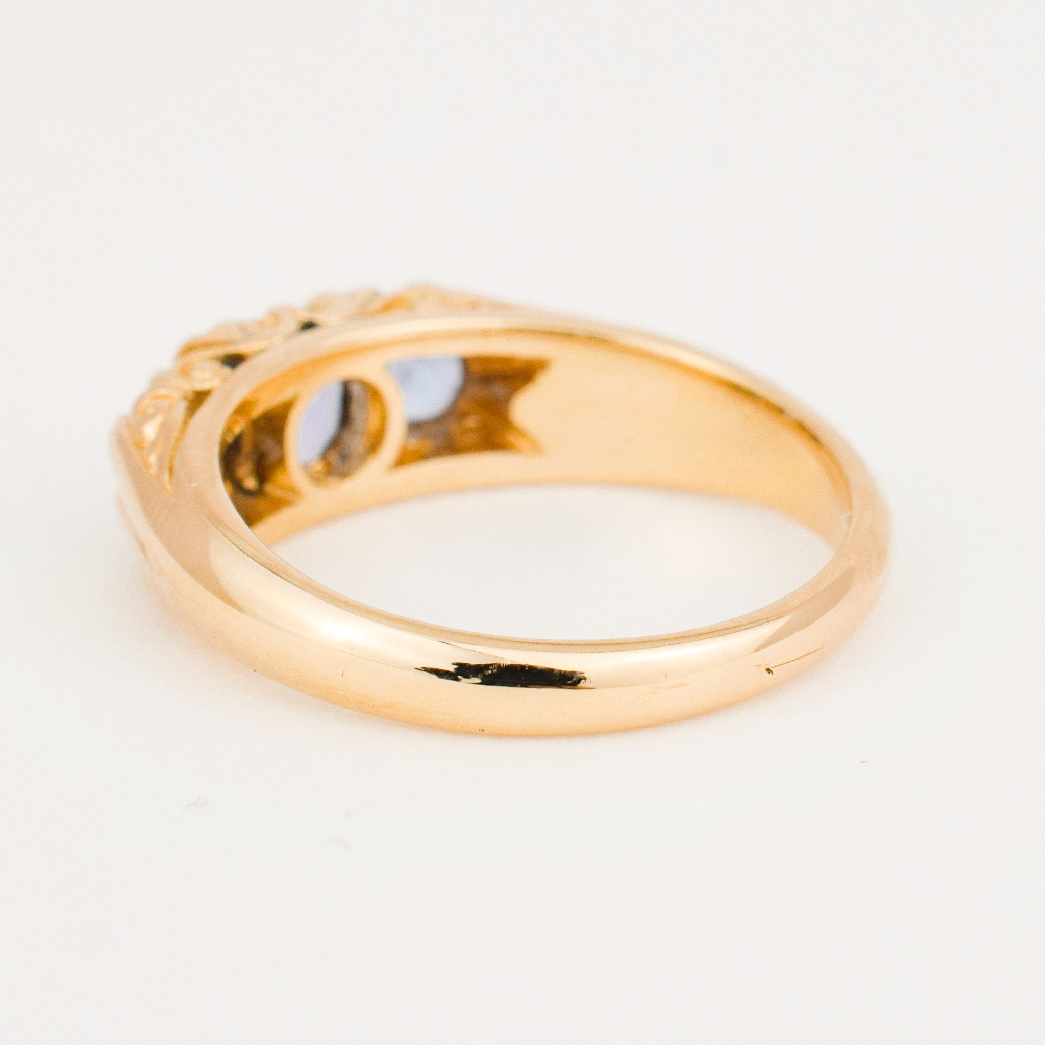 vintage Tanzanite and diamond Trilogy Ring