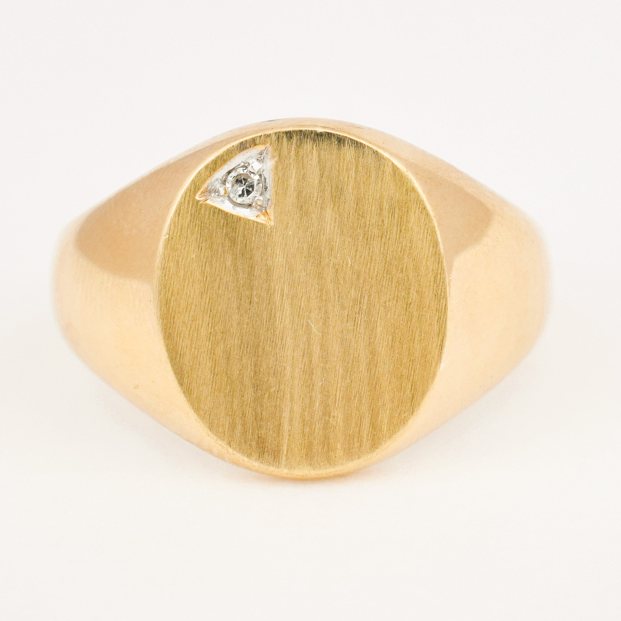 Solid Signet Ring with Diamond Accent