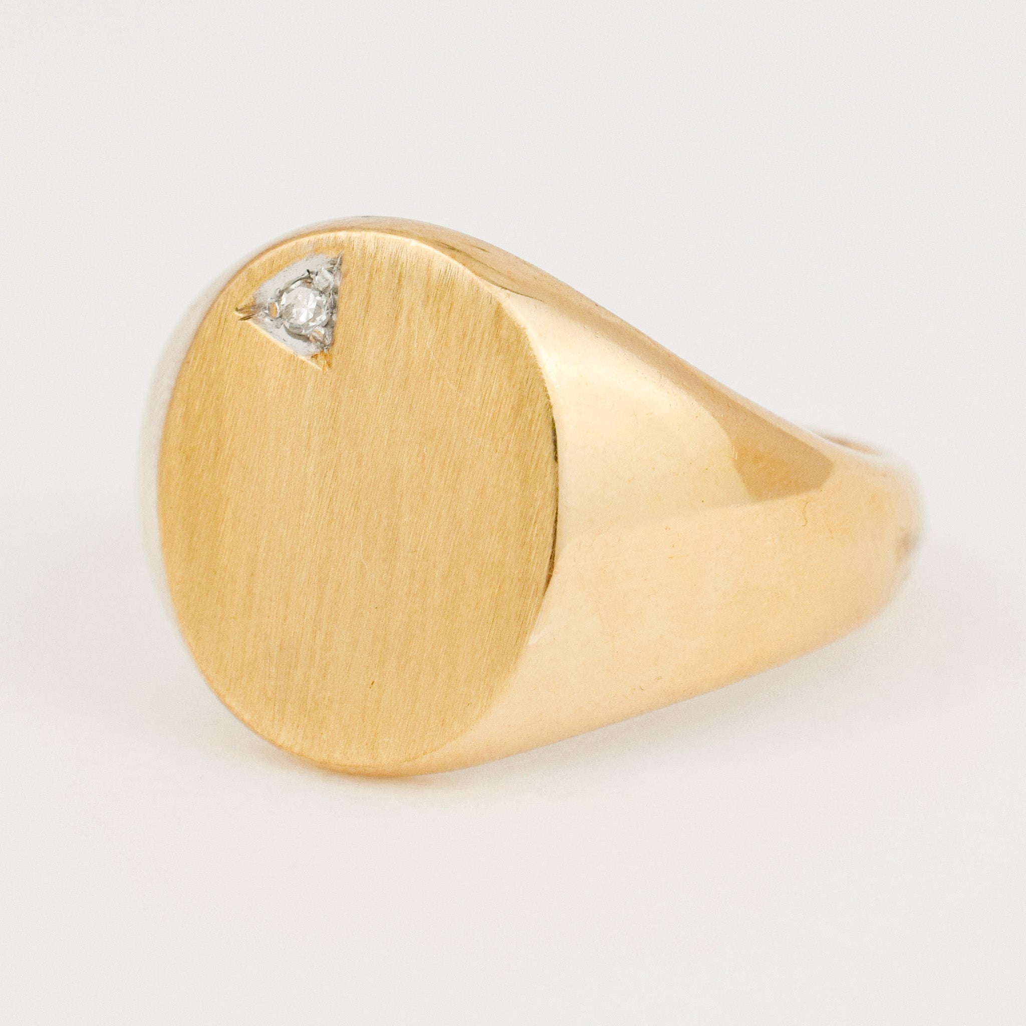 Solid Signet Ring with Diamond Accent