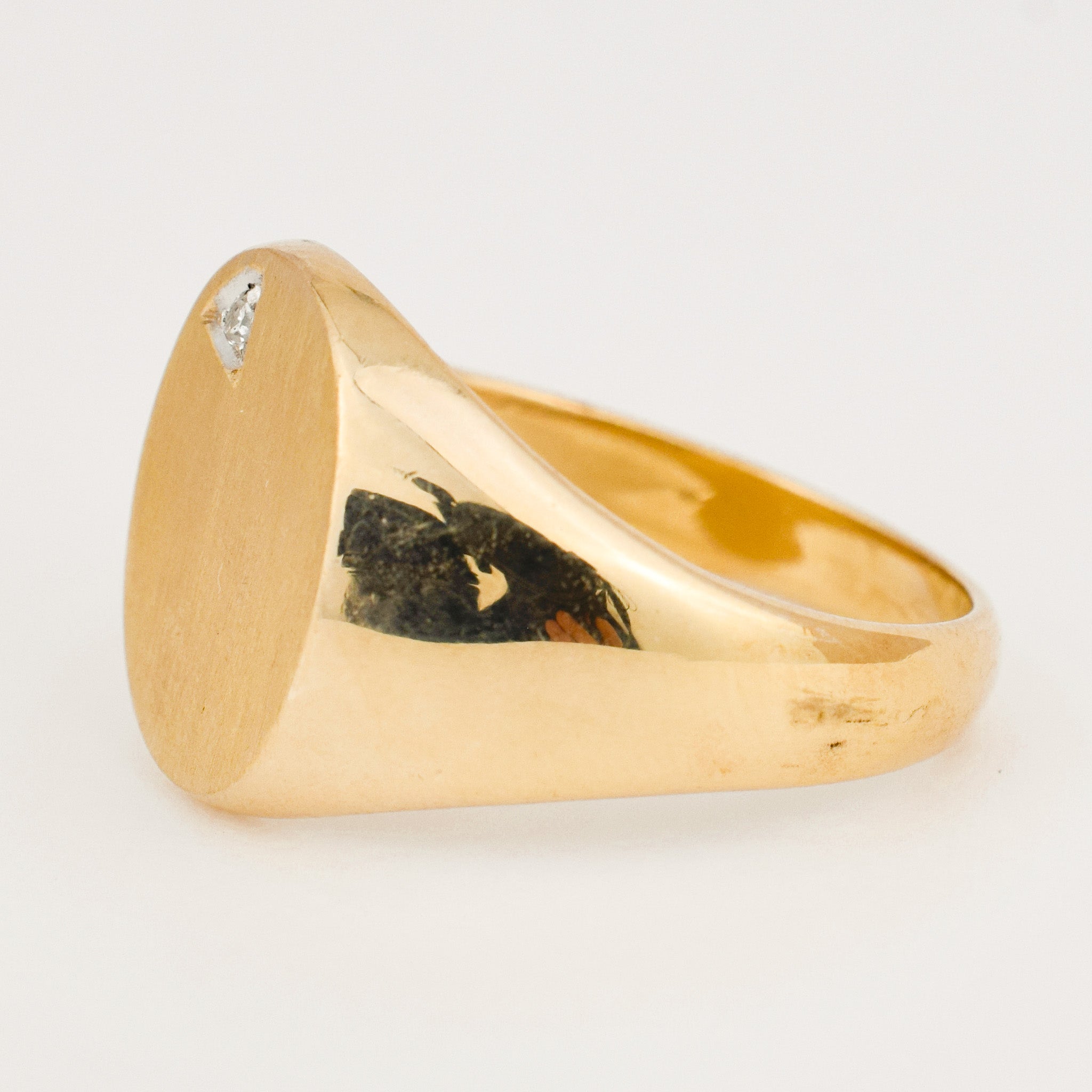 Solid Signet Ring with Diamond Accent