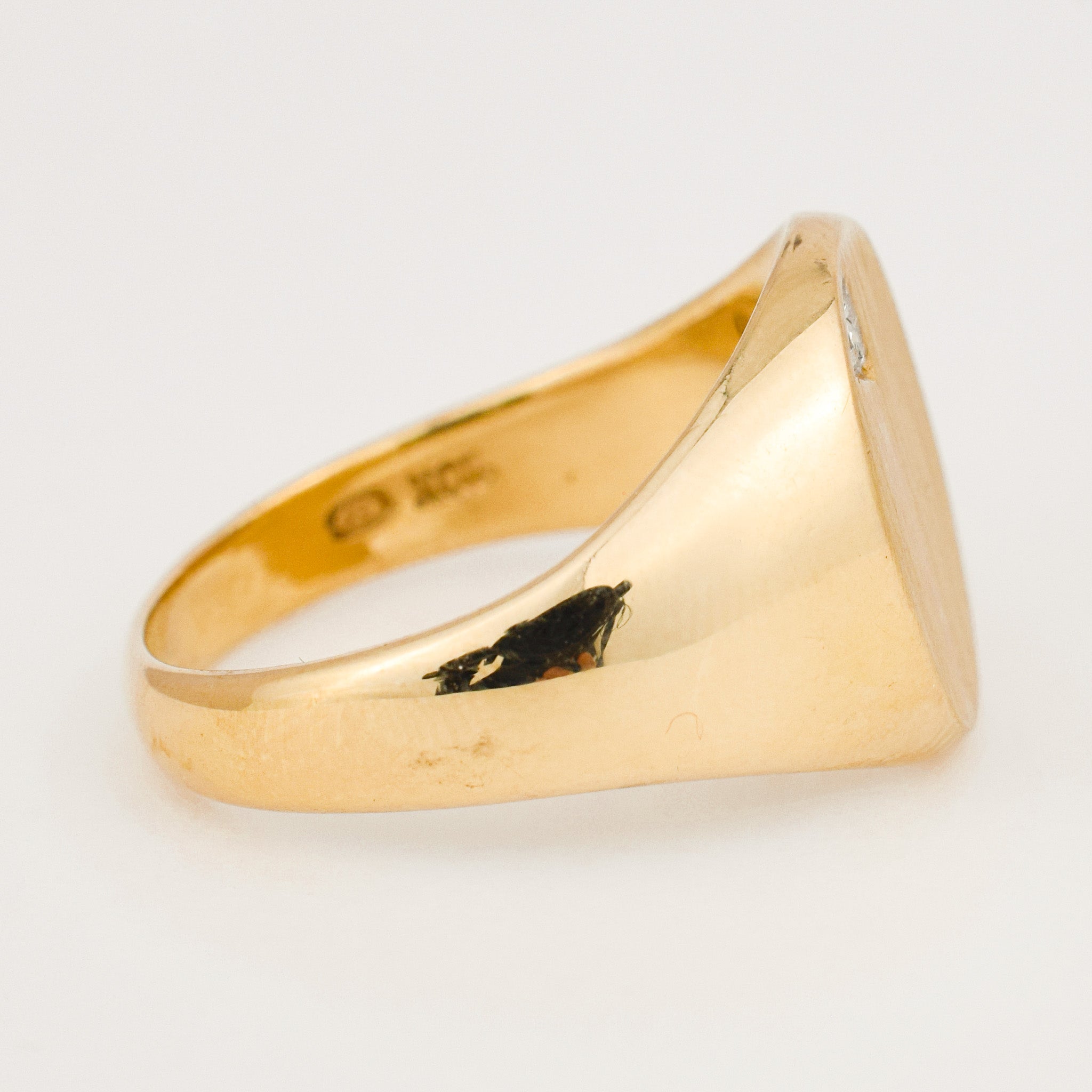 Solid Signet Ring with Diamond Accent