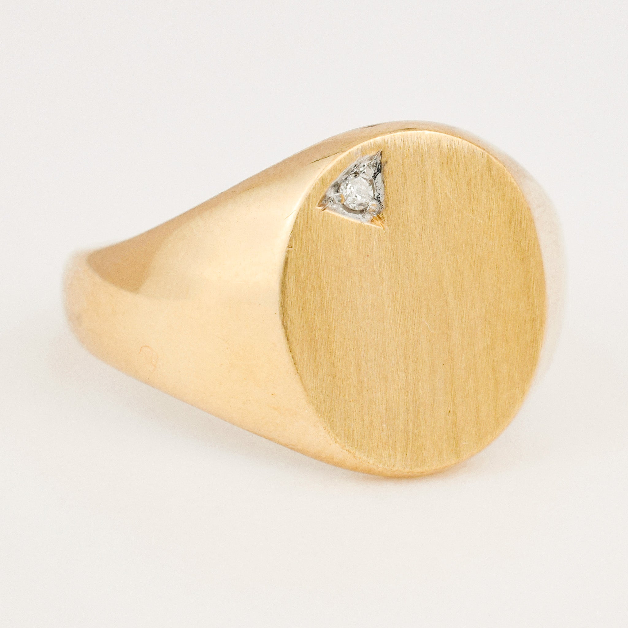Solid Signet Ring with Diamond Accent