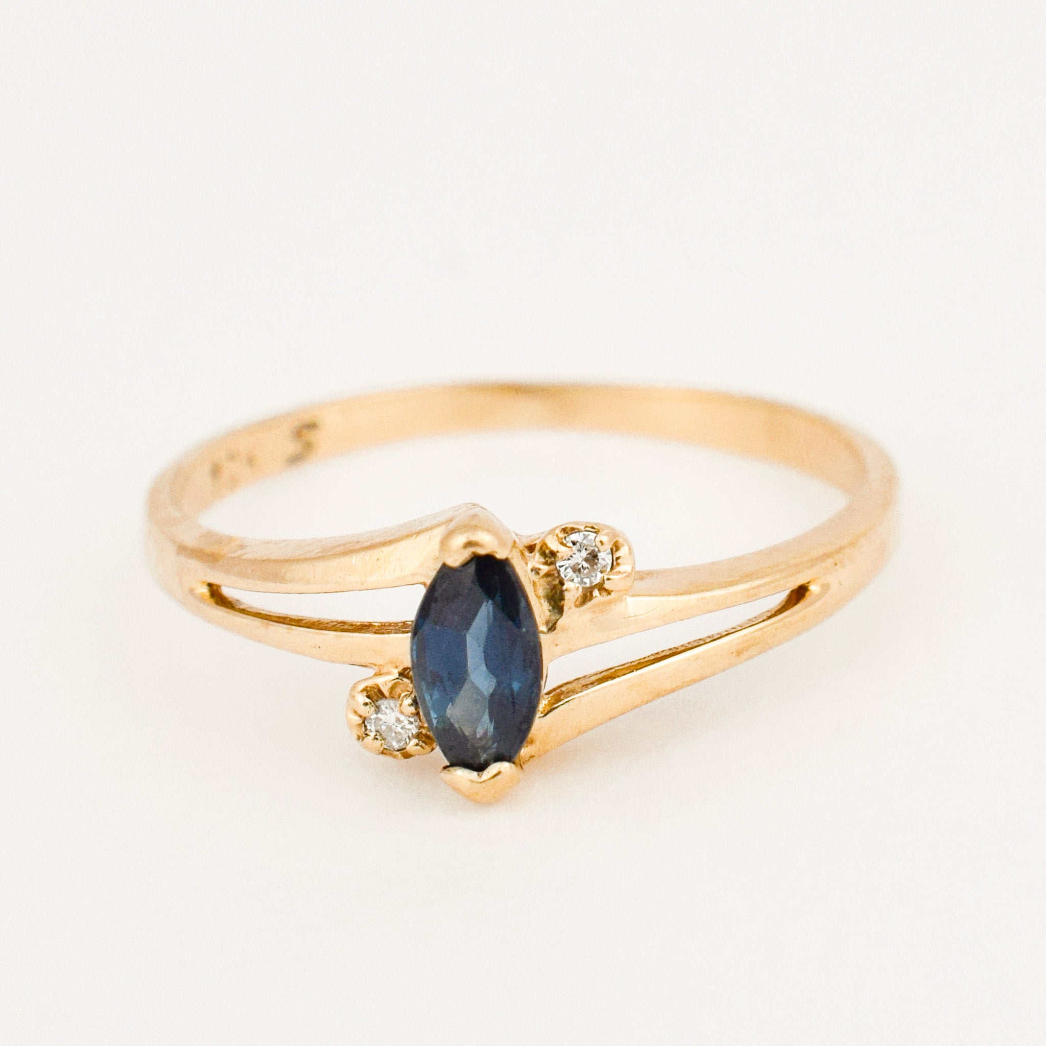 vintage Sapphire and Diamond Bypass Ring