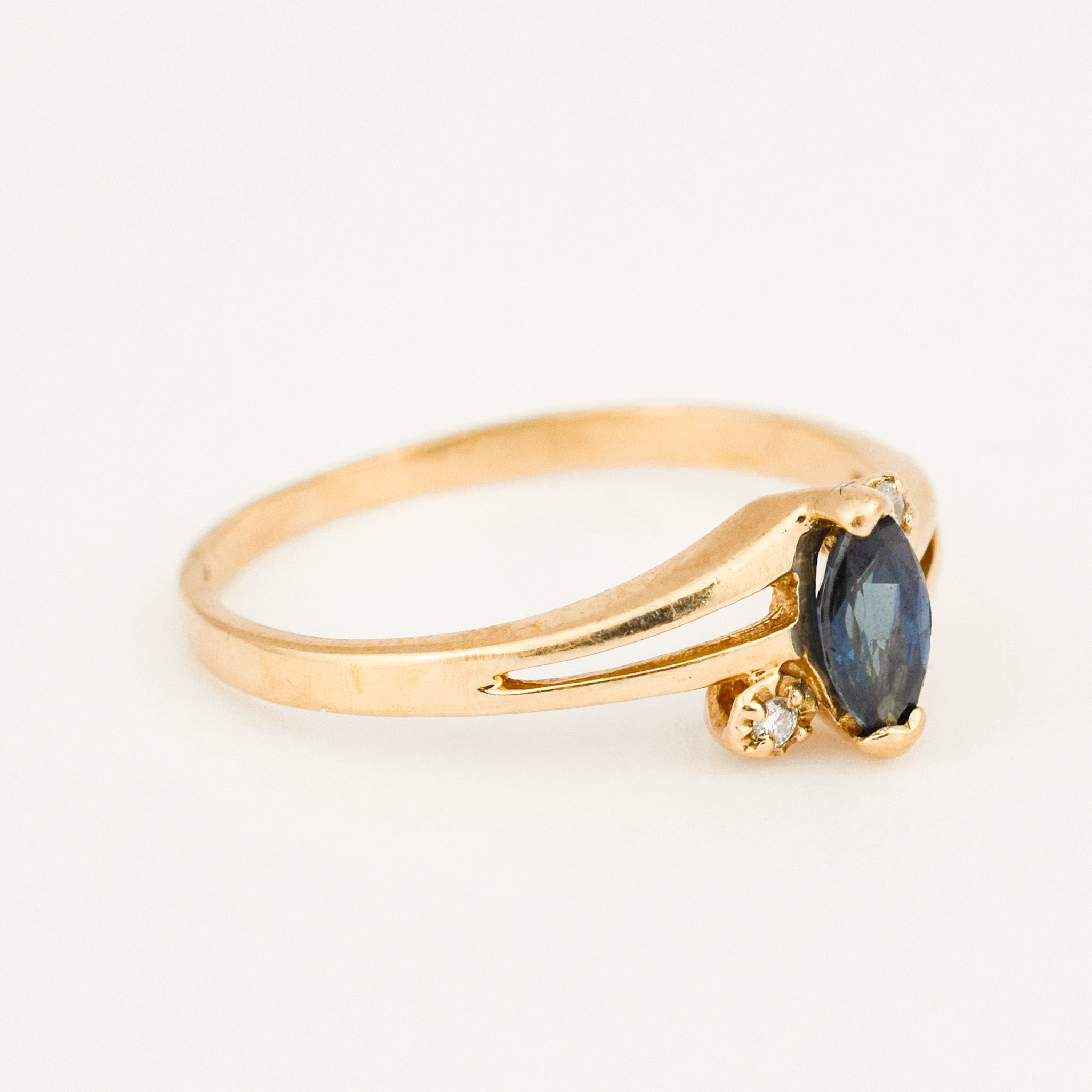vintage Sapphire and Diamond Bypass Ring