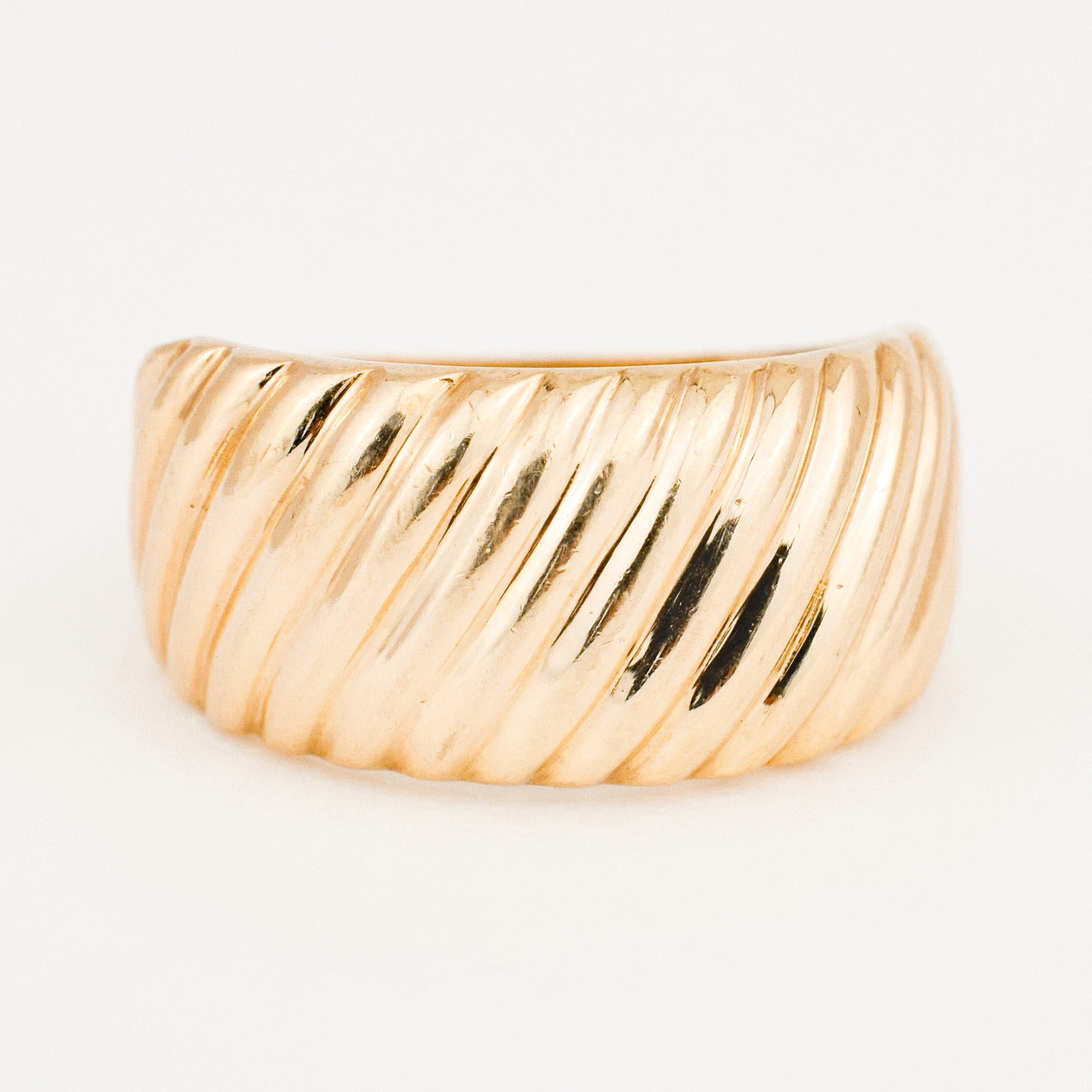 vintage 10 mm Ribbed Gold Band