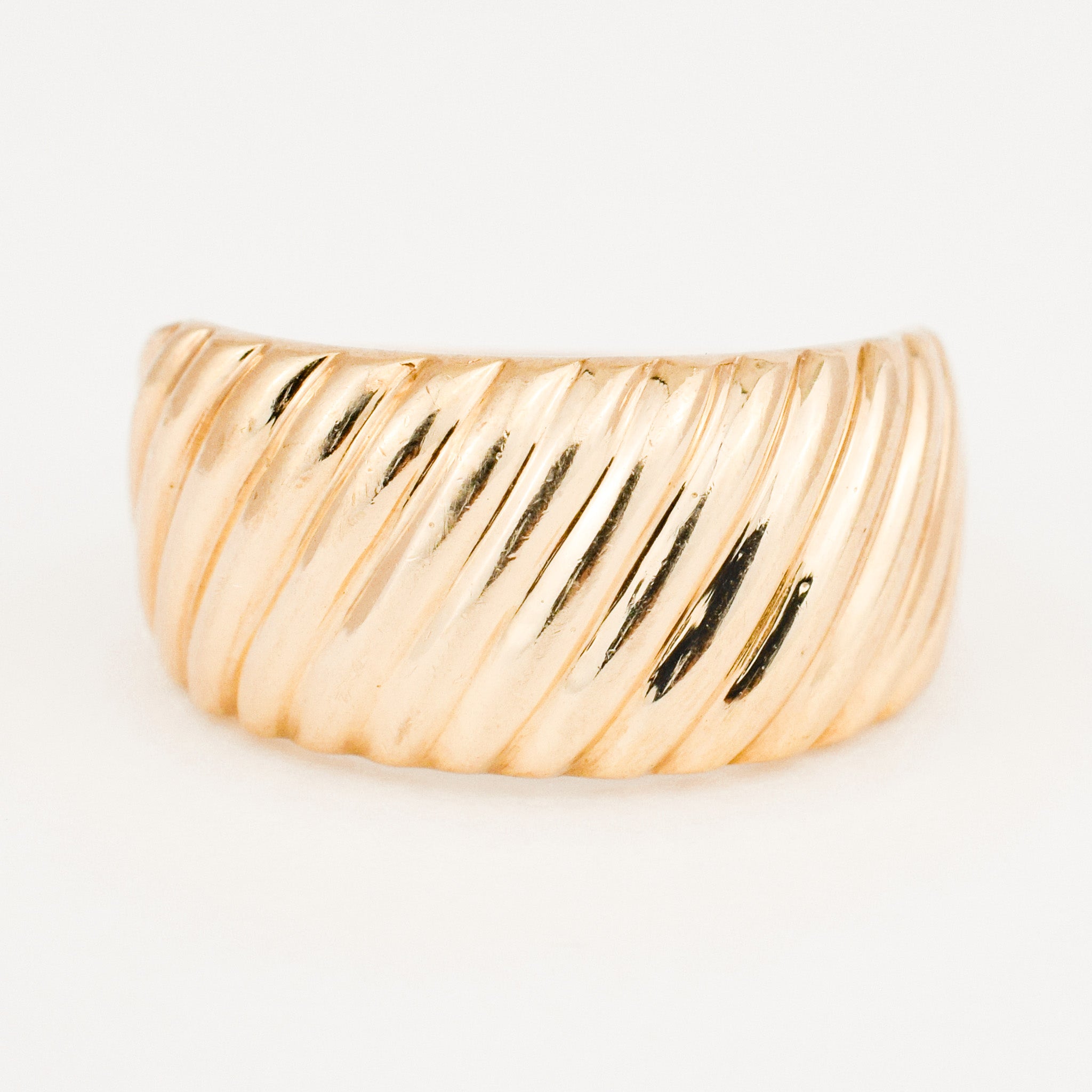 vintage 10 mm Ribbed Gold Band