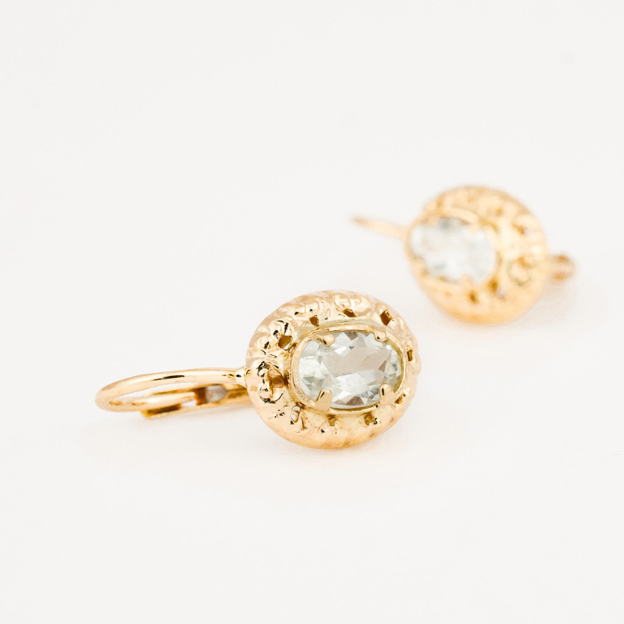 vintage Dreamy Green Amethyst Drop Hoops