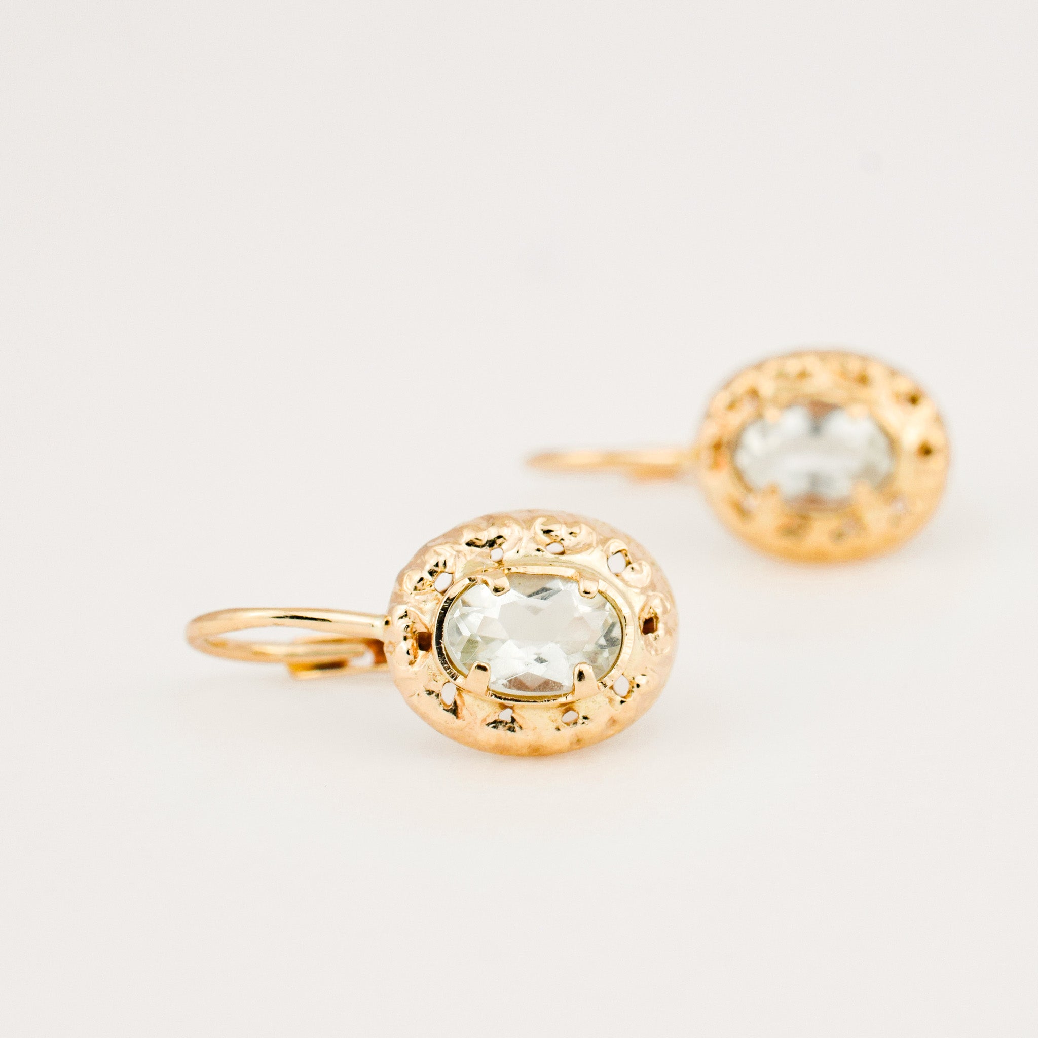 vintage Dreamy Green Amethyst Drop Hoops