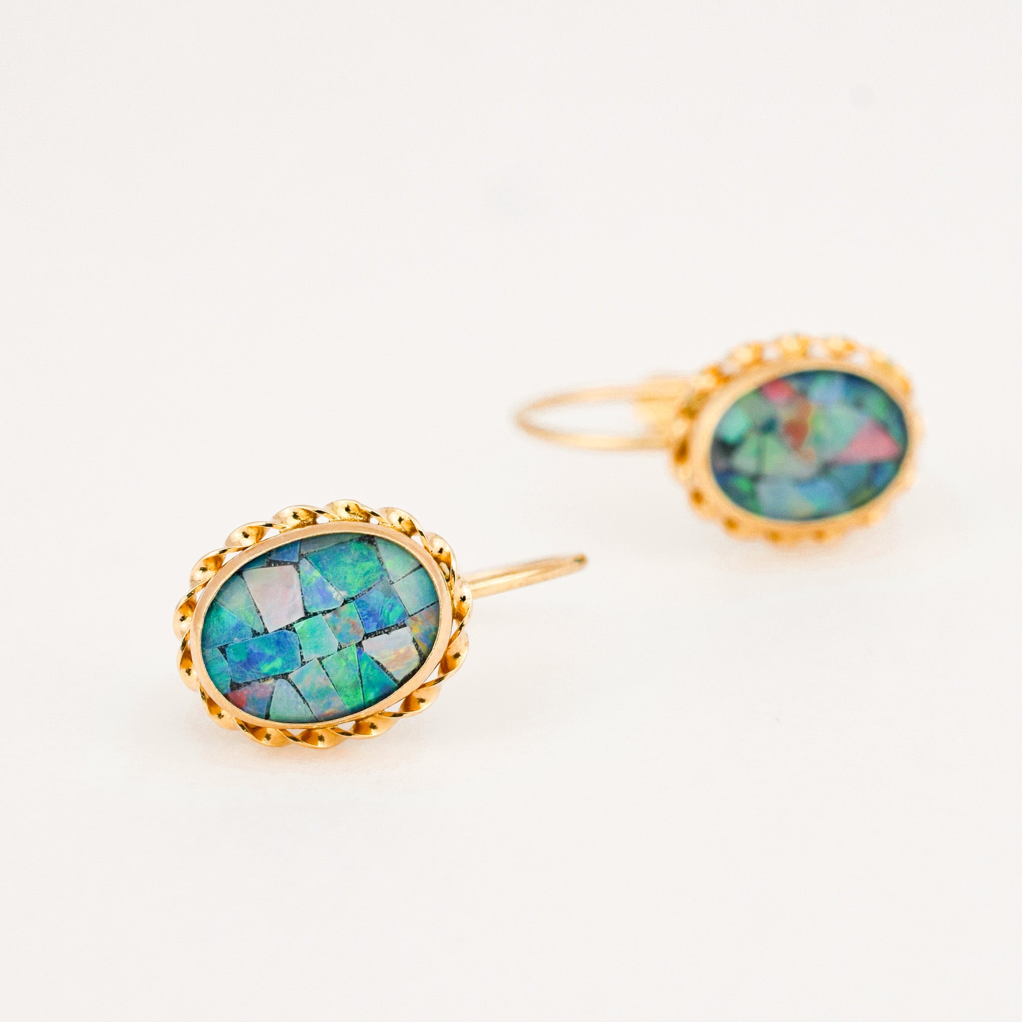 vintage Opal Mosaic Drop Hoops
