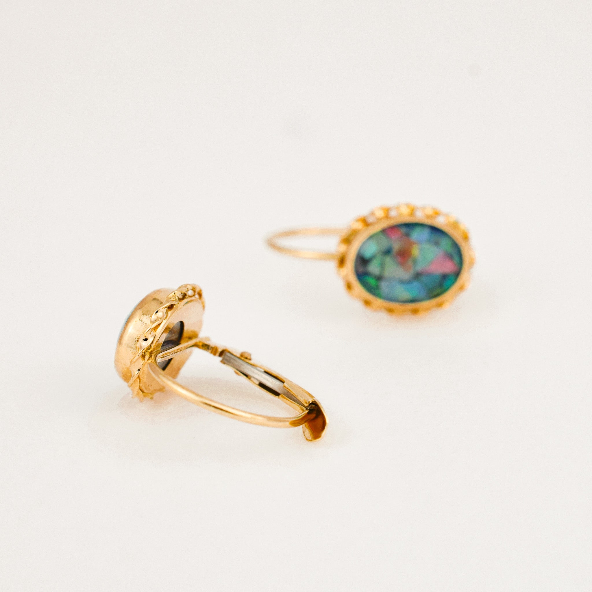 vintage Opal Mosaic Drop Hoops