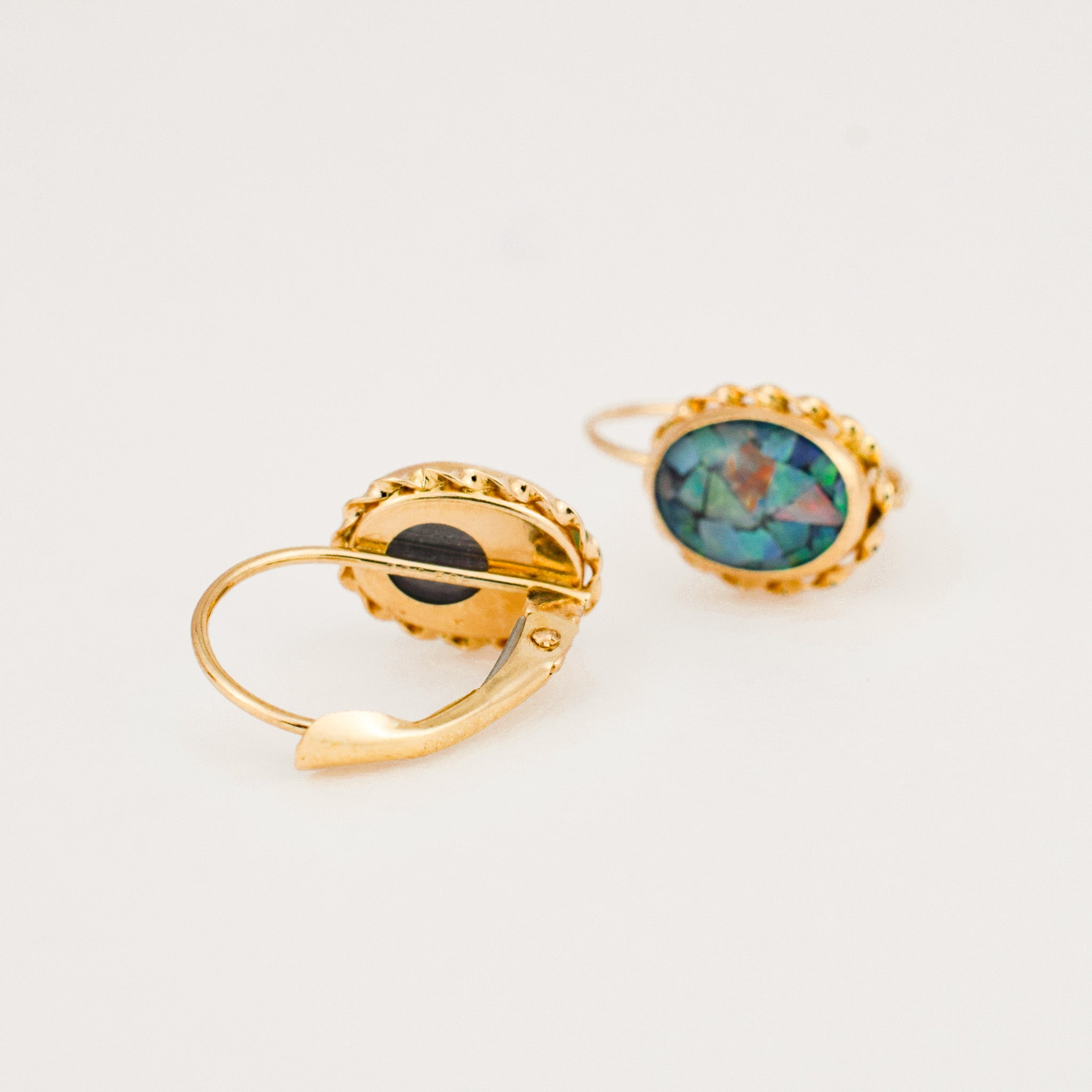 vintage Opal Mosaic Drop Hoops