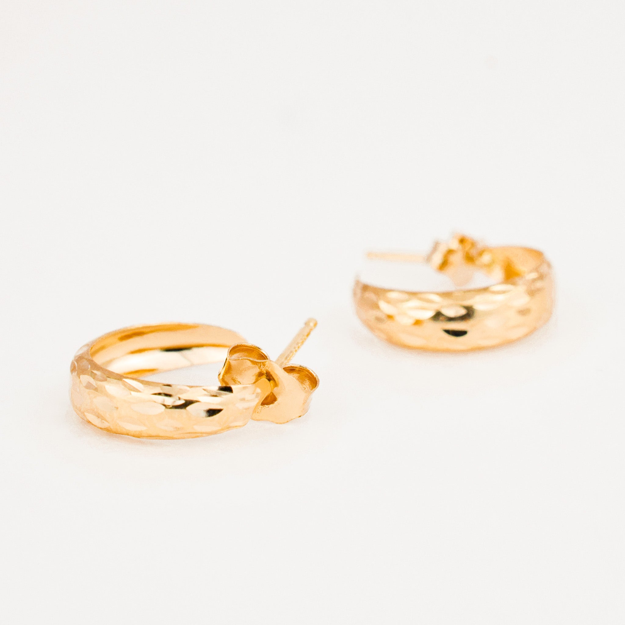 vintage 12.6 mm Etched Gold Half Hoops
