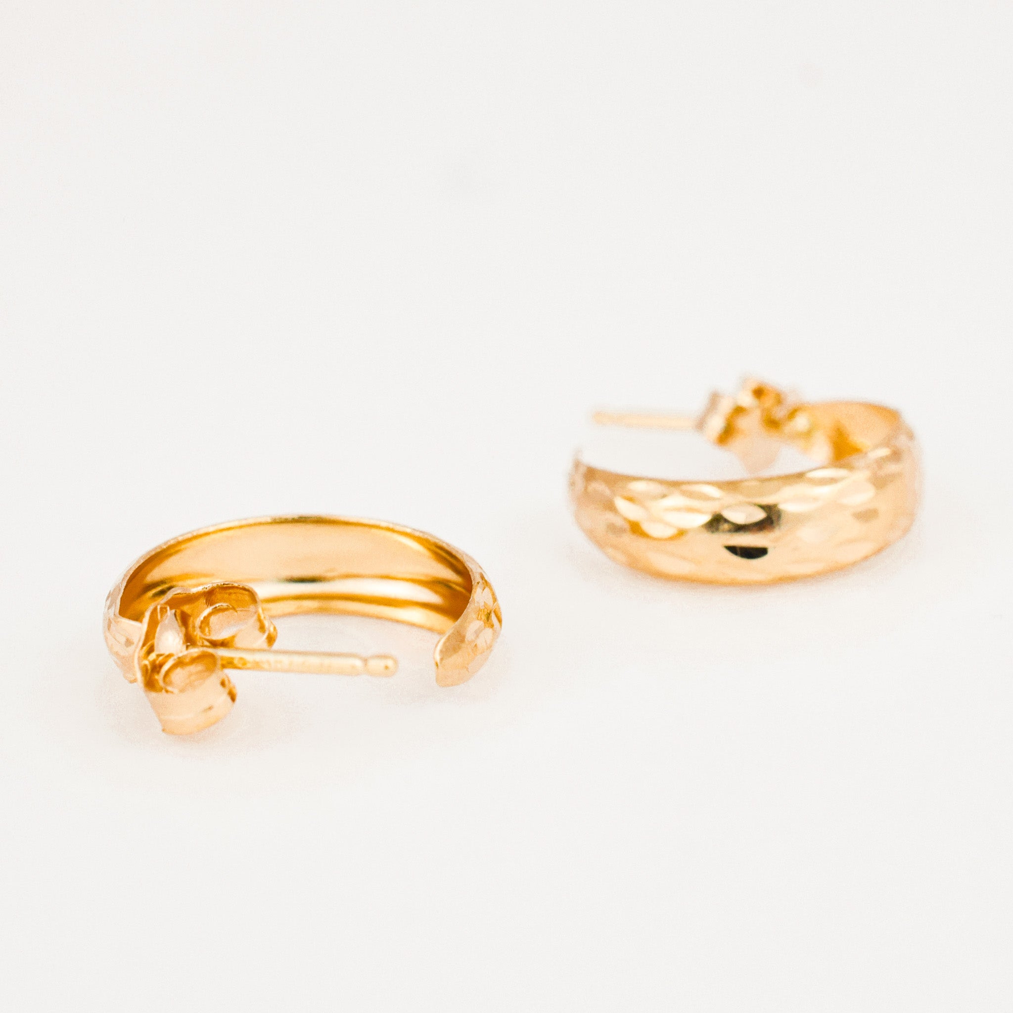 vintage 12.6 mm Etched Gold Half Hoops