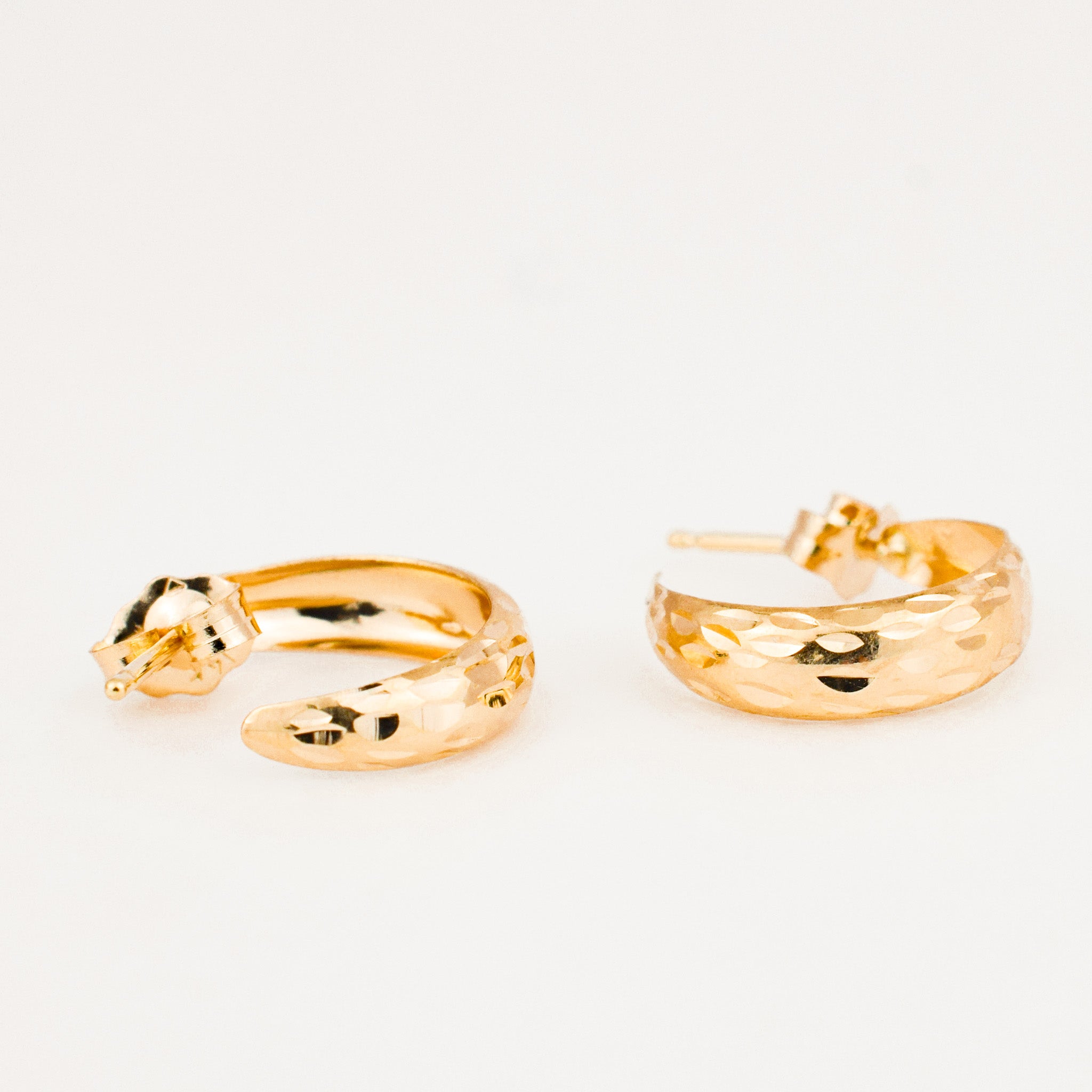 vintage 12.6 mm Etched Gold Half Hoops