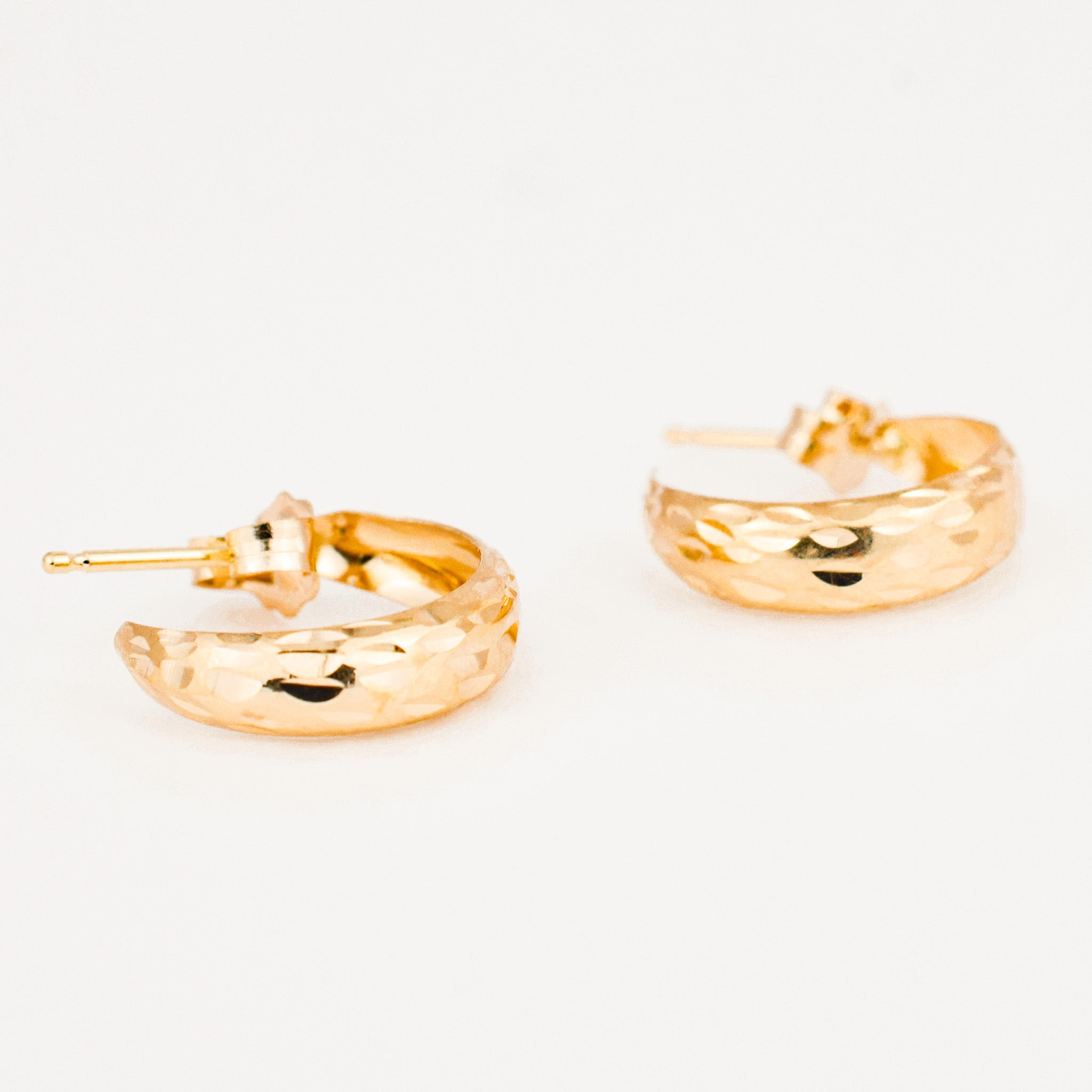 vintage 12.6 mm Etched Gold Half Hoops