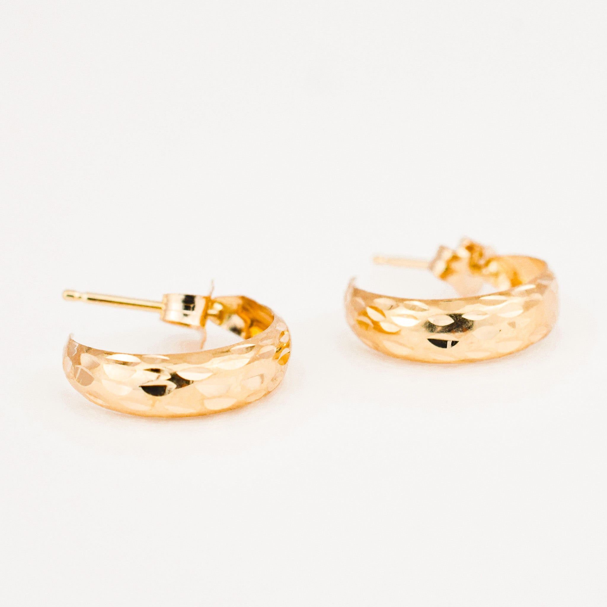 vintage 12.6 mm Etched Gold Half Hoops